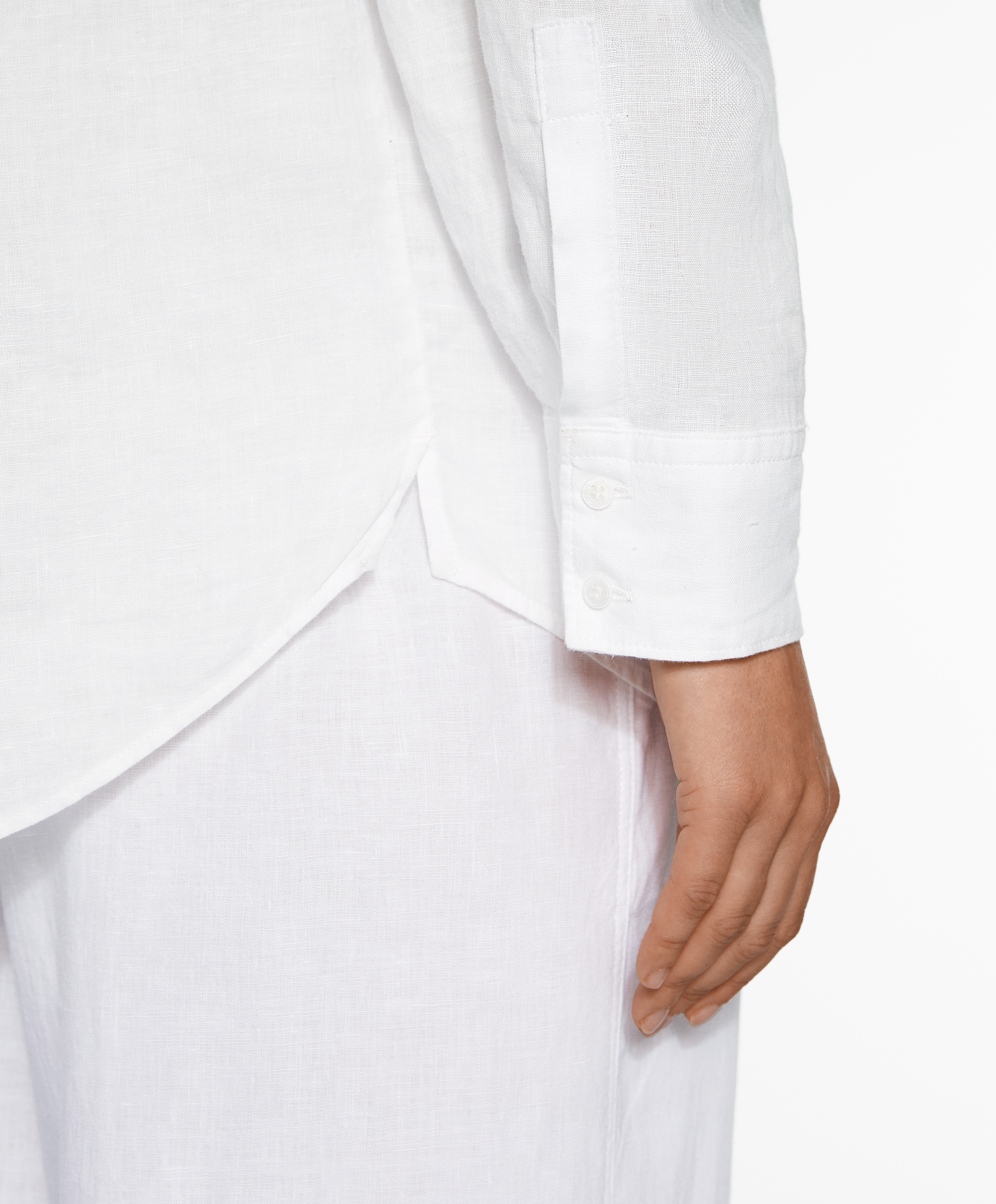 OYSHO 100% linen long-sleeved utility shirt