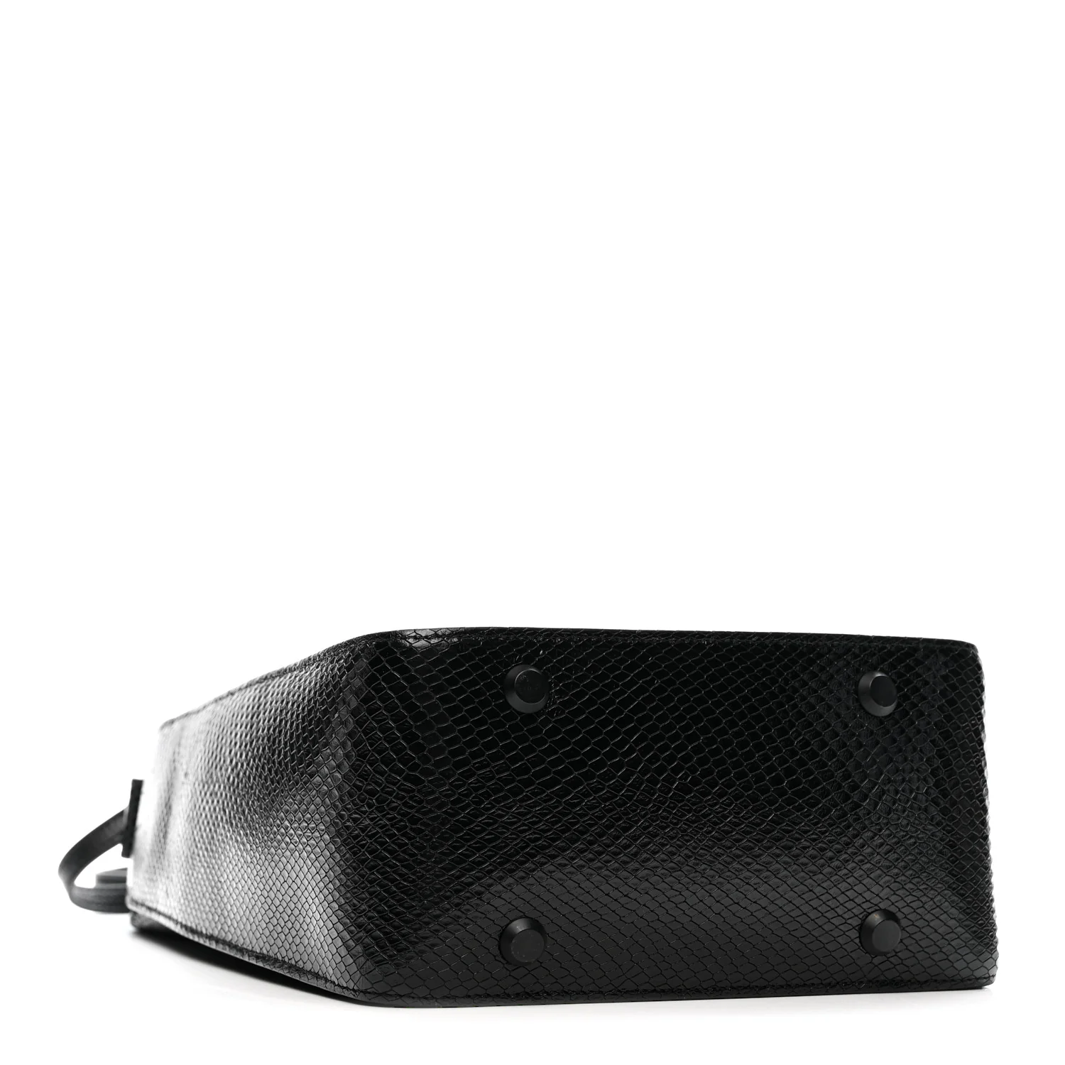 Extra Supple Calfskin Snakeskin Embossed Calfskin Small Tool 2.0 North-South Tote Black - Top Club