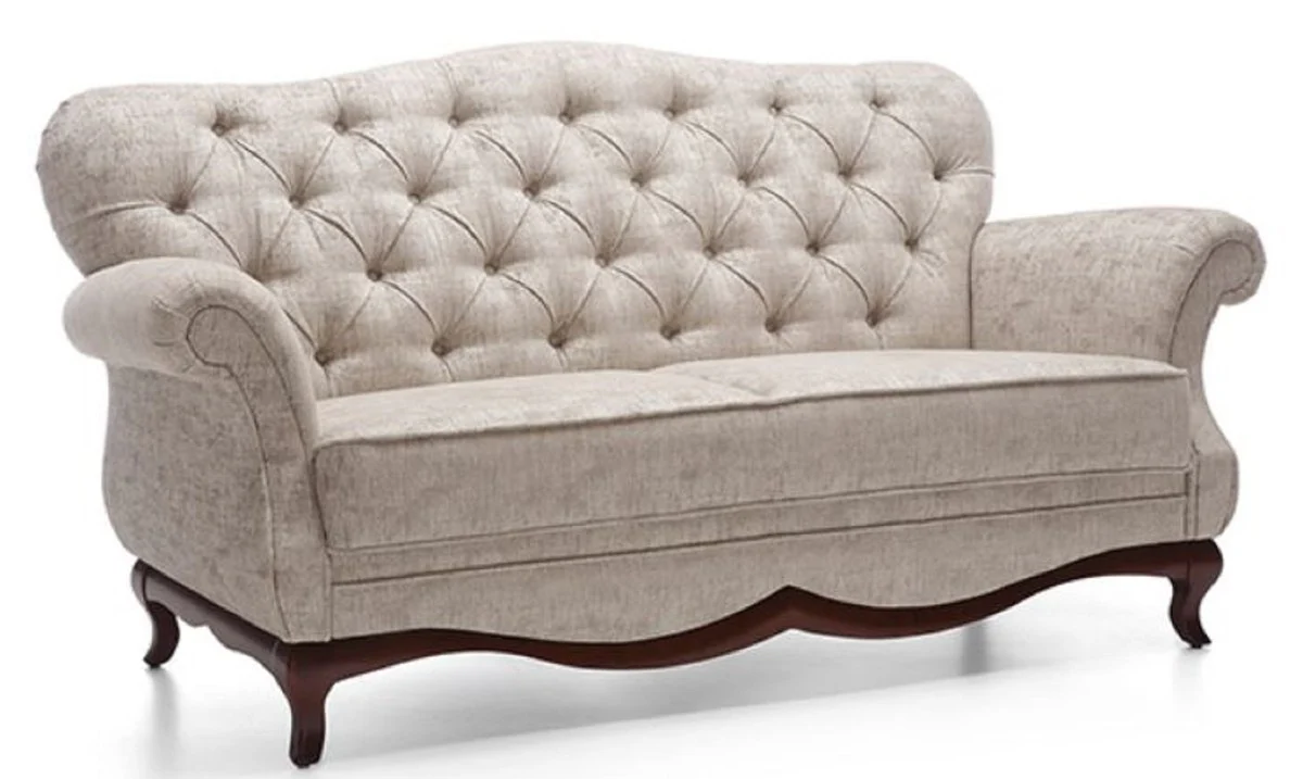 Luxury Art Deco Chesterfield living room sofa greige / dark brown 172 x 90 x H. 98 cm - living room furniture