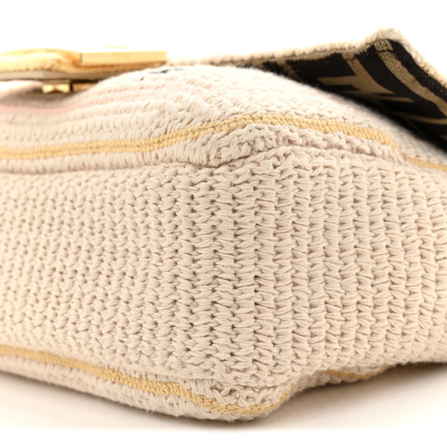 Cotton Vitello Seta Floral Woven Chain Baguette White Multicolor - Top Club