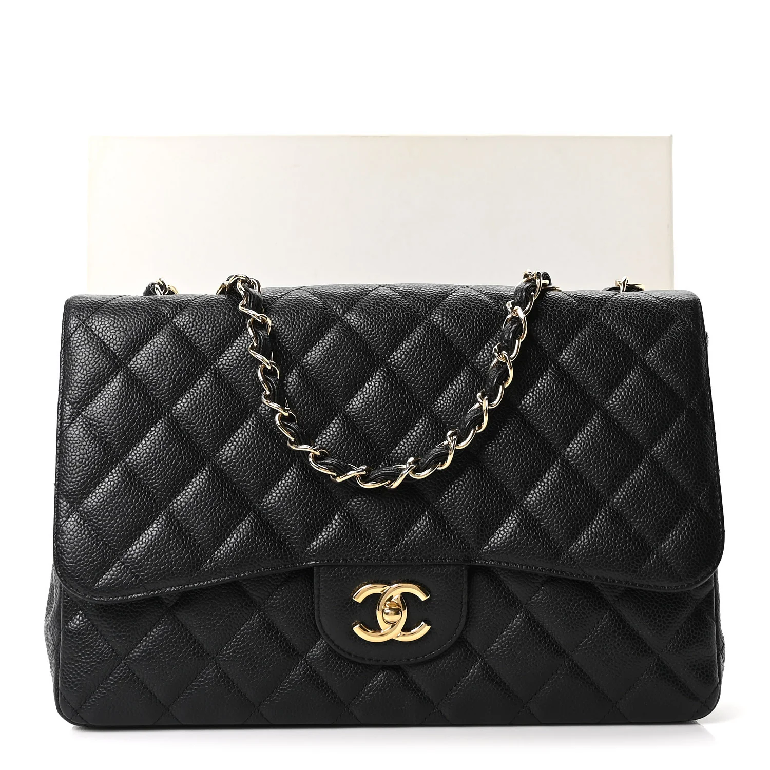 Caviar Quilted Jumbo Single Flap Black - Top Club