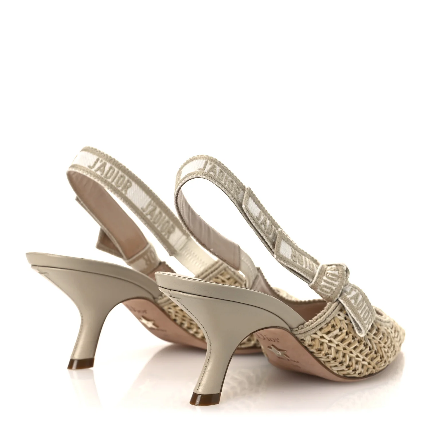Raffia Embroidered J'Adior Slingback 65mm Pumps 36 Taupe - Top Club
