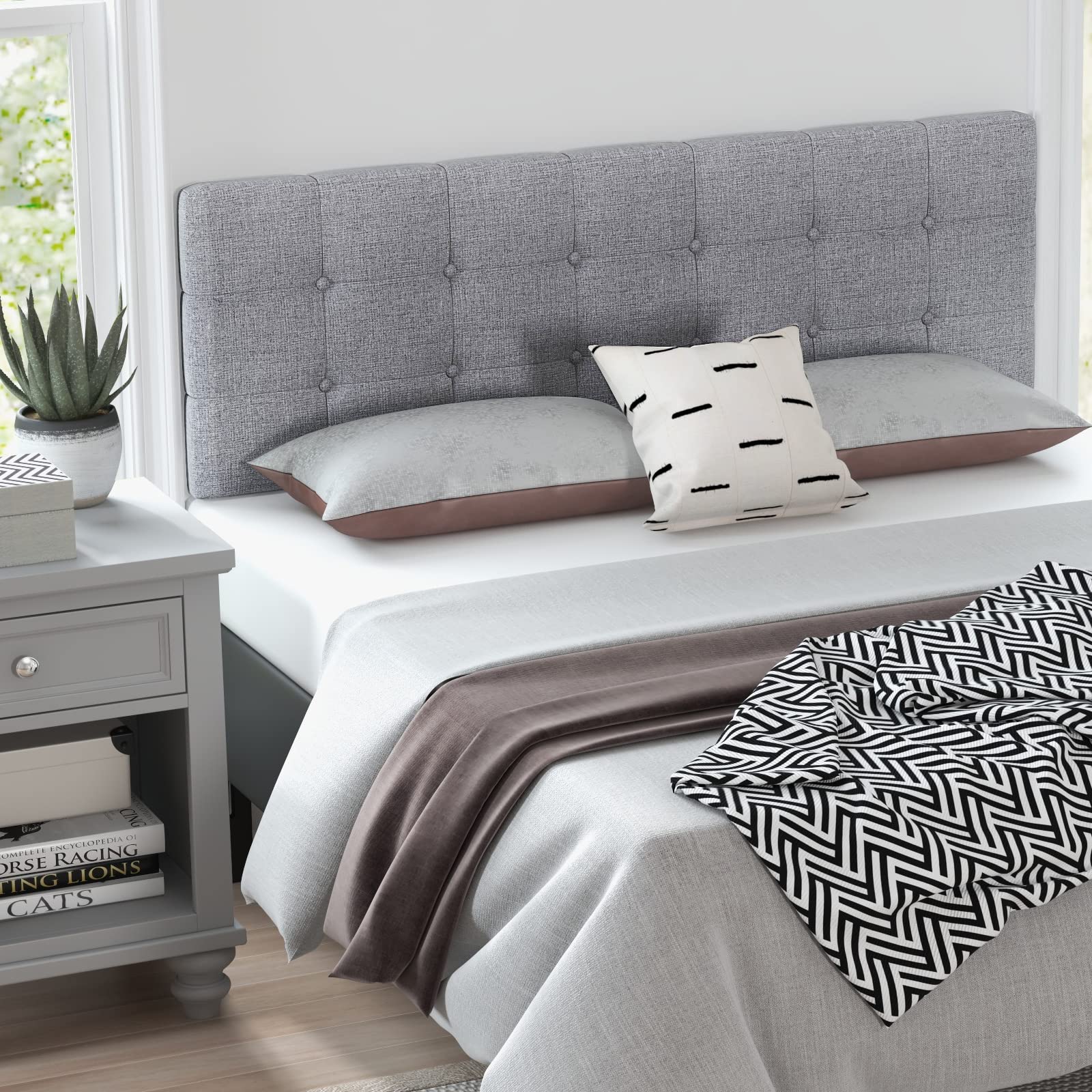 BEFOUNDLOVELY Linen Upholstered Headboard for Full & Queen Size Bed Frame