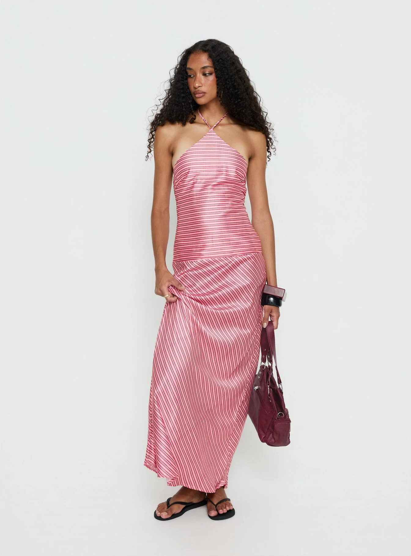 Bellamissimo Halter Maxi Dress Pink Stripe