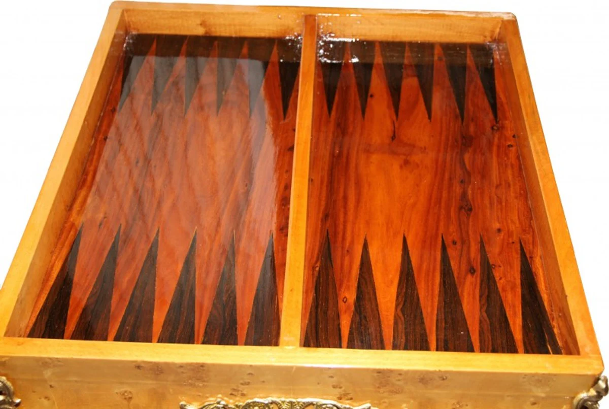 Baroque game table chess / backgammon table mahogany L 60 x W 60 x H 71 cm - furniture antique style baroque