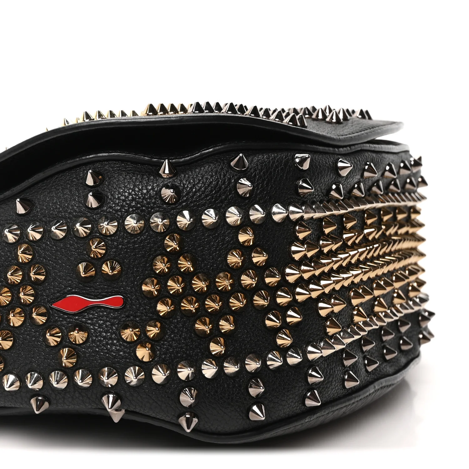 Calfskin Mix Chevron Spikes Panettone Messenger Black - Top Club