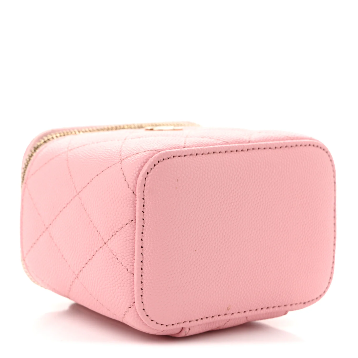 Caviar Quilted Mini Vanity Case With Chain Pink - Top Club