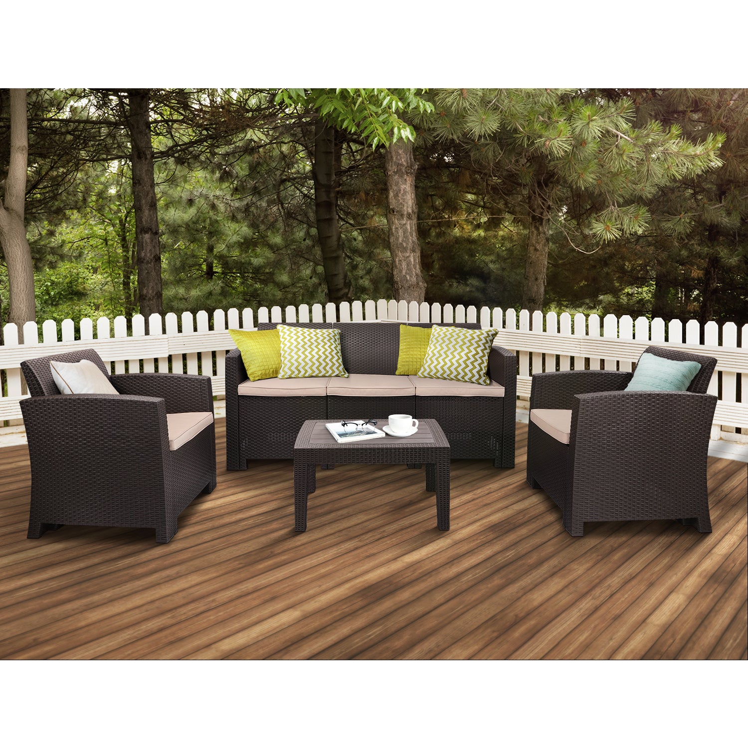 All Weather Anti-UV Patio Conversation Set PE Rattan Wicker Sofa Armchair for Outdoor Indoor Backyard Porch Poolside USE