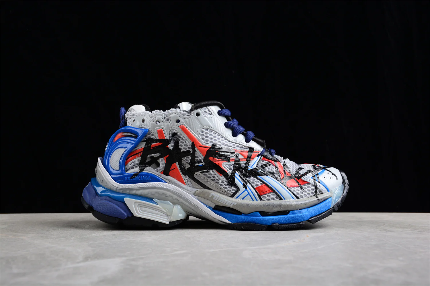Balenciaga Runner 7.0 – Blue/Orange Graffiti - Sneaker Replica Workshop