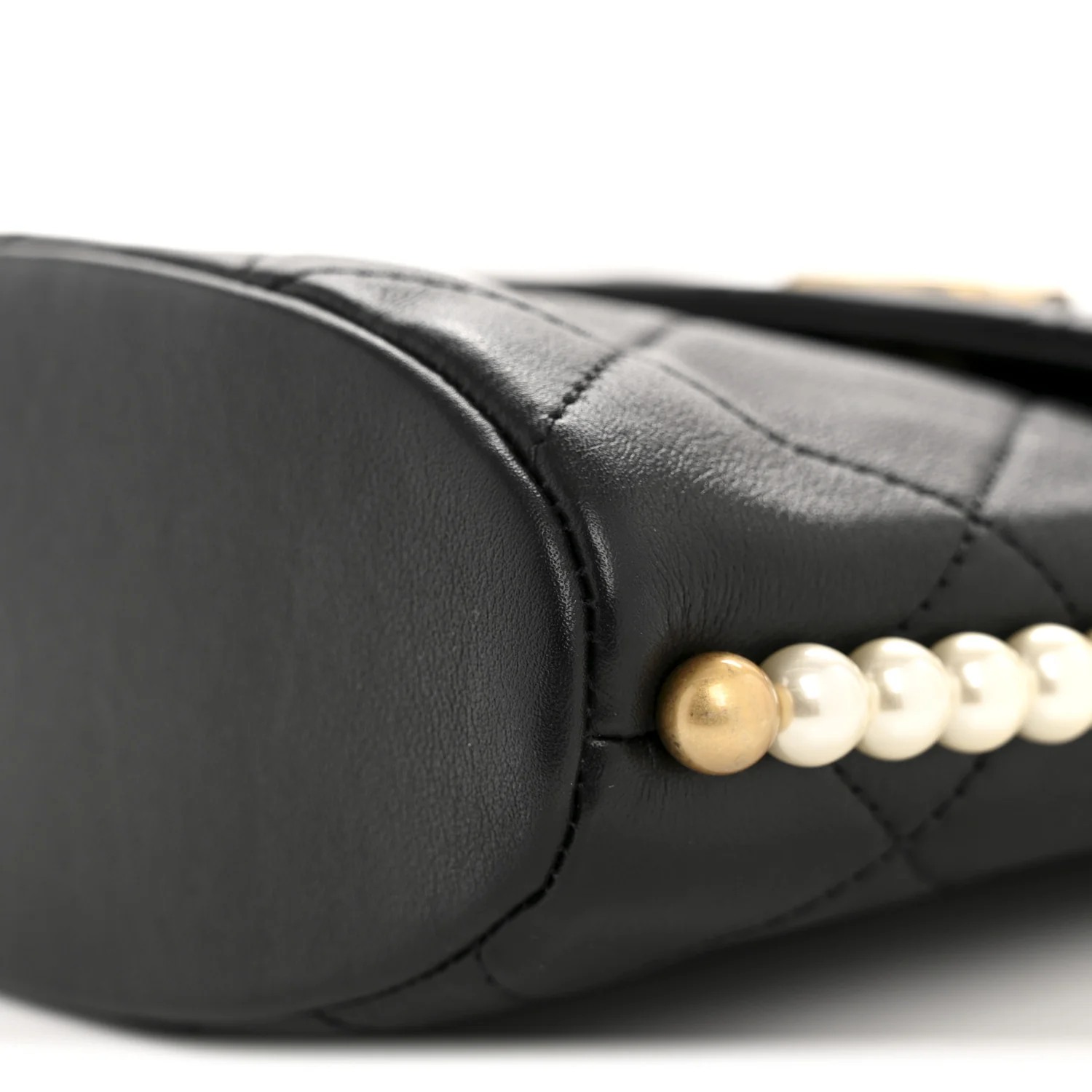Calfskin Quilted Pearl Small About Pearls Hobo Bag Black - Top Club