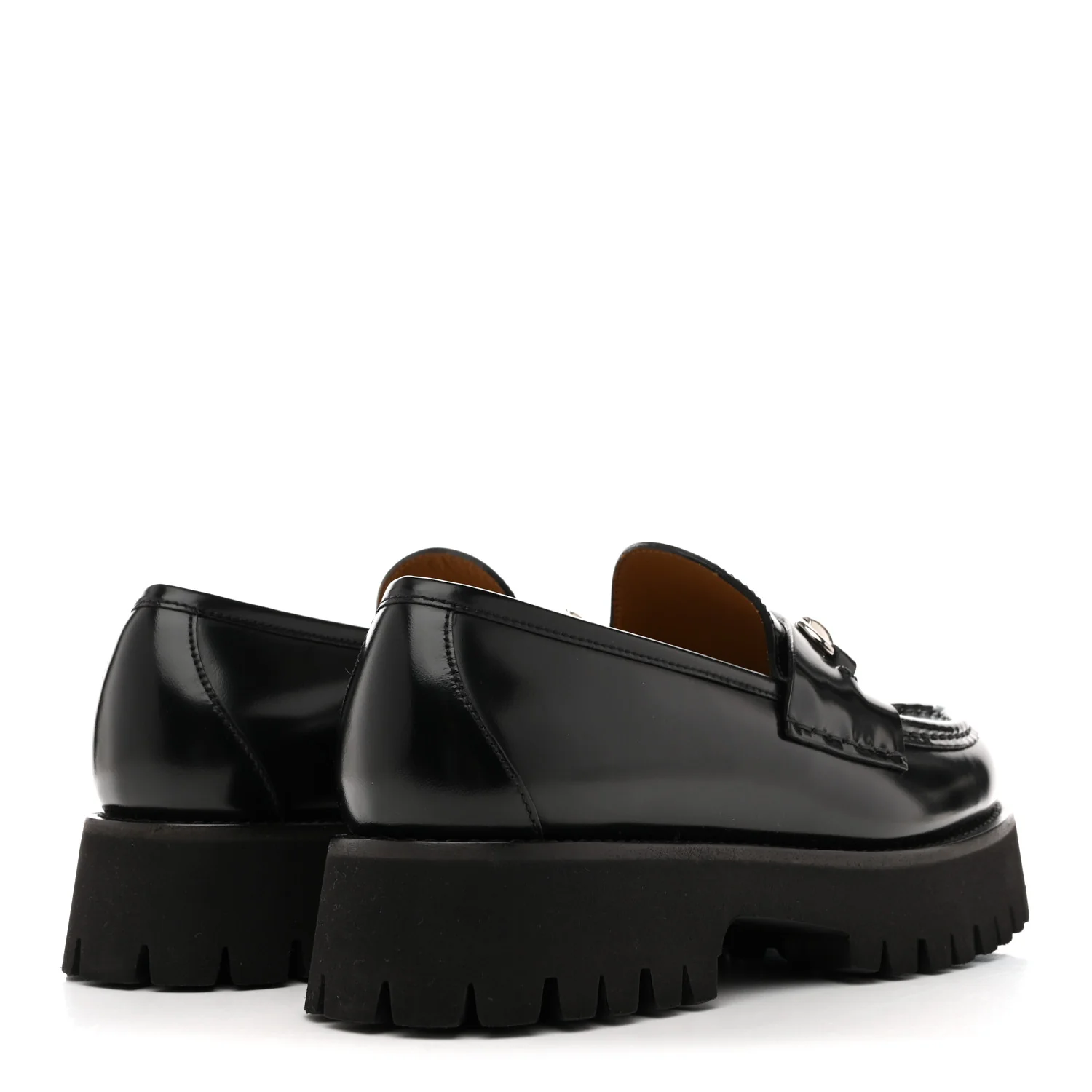 Cordovan Lux Womens Horsebit 45mm Platform Loafers 39.5 Black - Top Club
