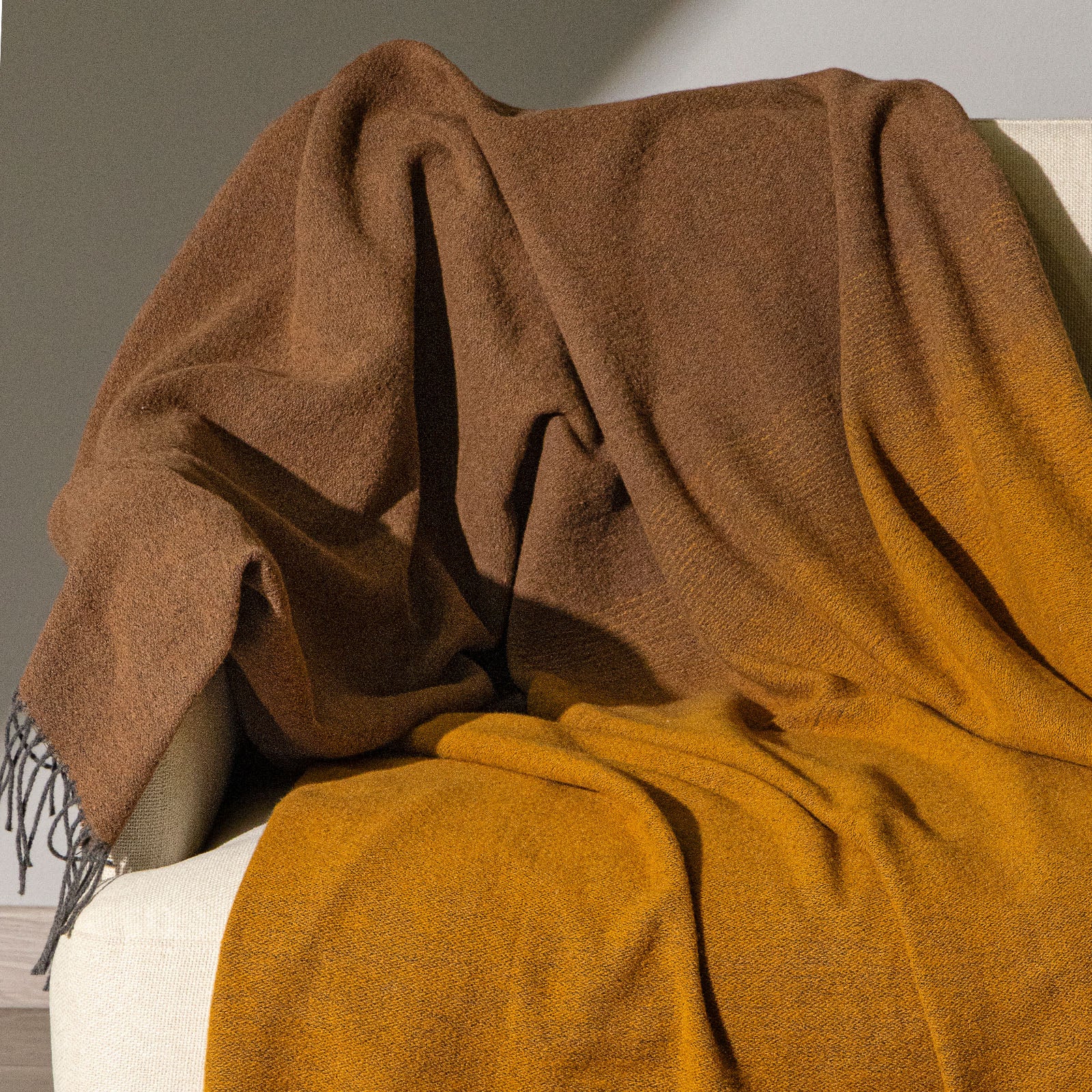 Plaid In Misto Lana Chamonix Cm. 130X170 Moka/Oro Caleffi