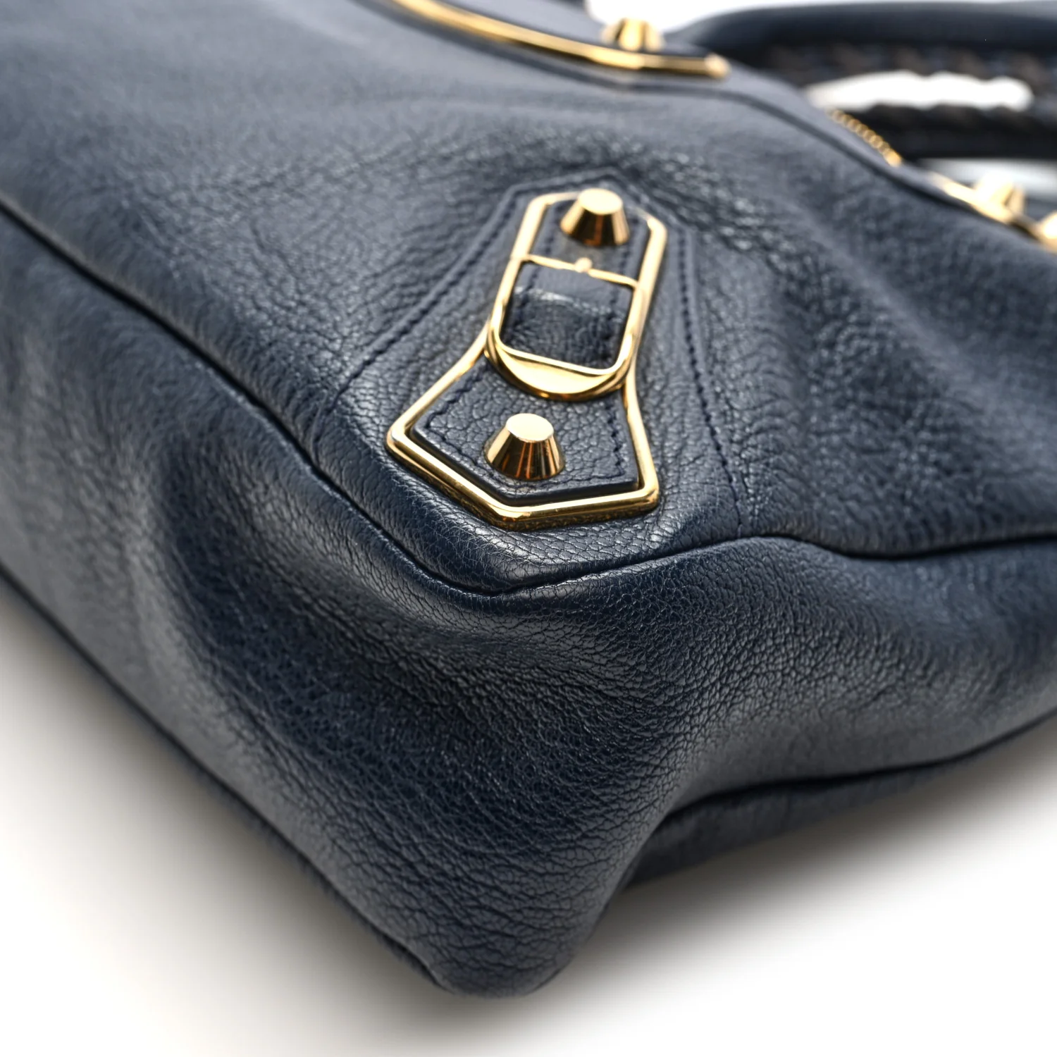 Chevre Gold Metallic Edge Hardware Town Bleu Nuit Dark Sea - Top Club