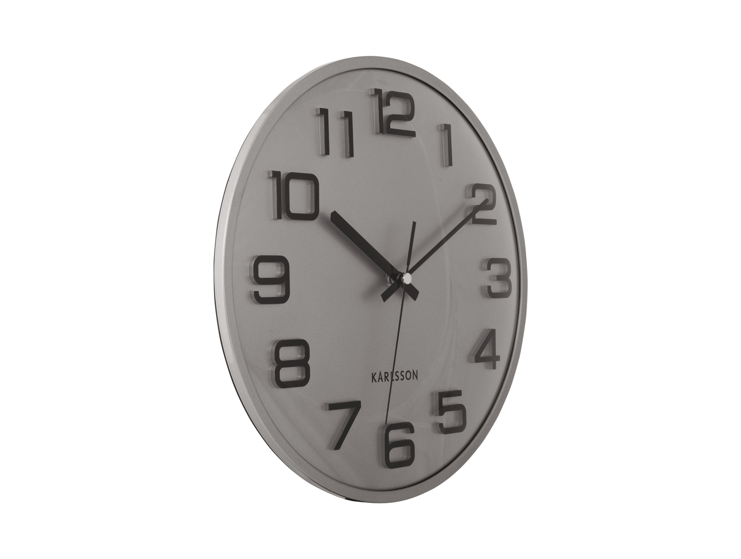 Wall clock 3D Numbers silver w. black