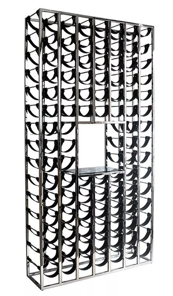Huge luxury wine bottle shelf silver / black 114 x 32 x H. 220 cm - wine rack