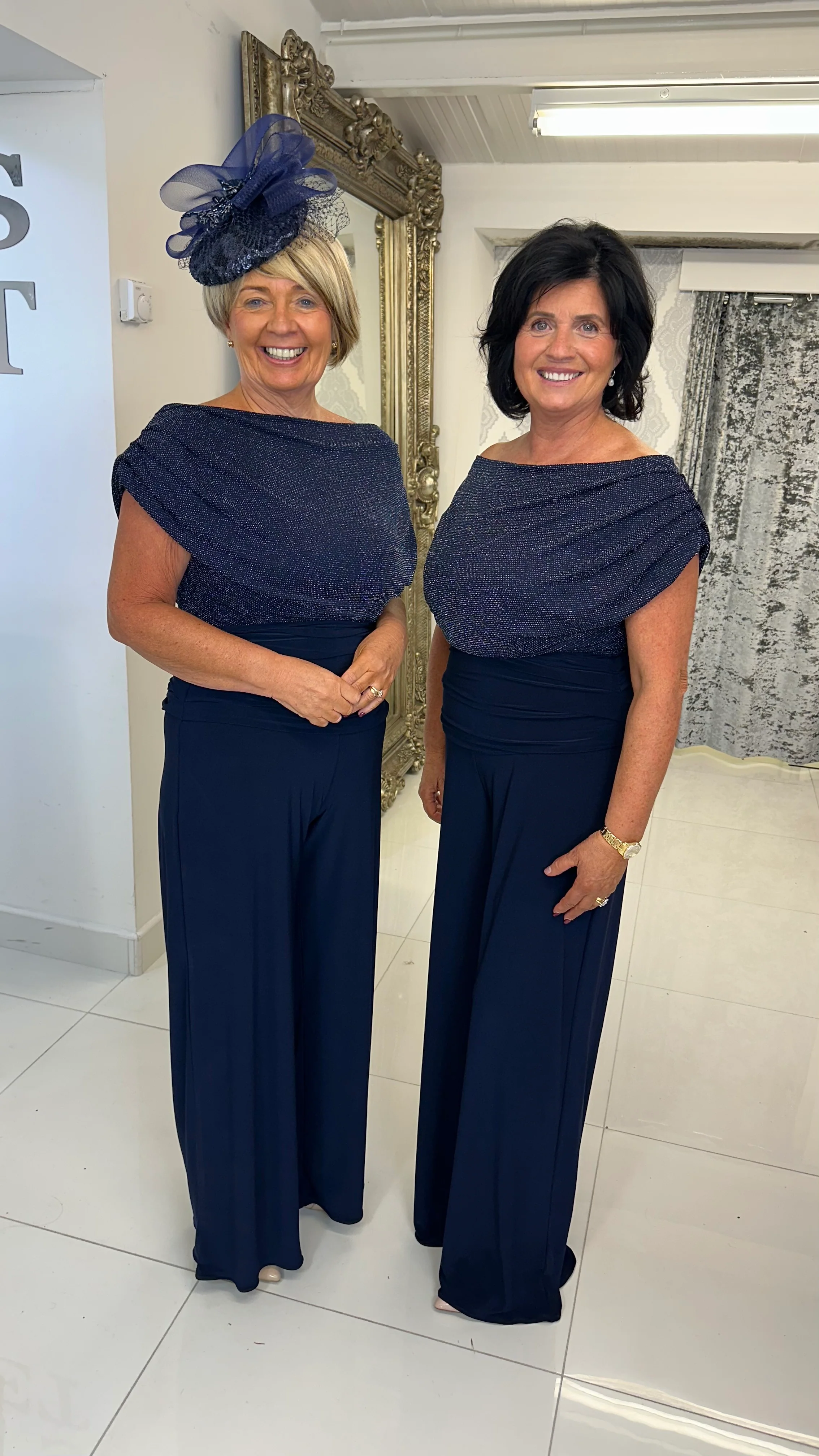 Navy Sequin Top Drape Jumpsuit