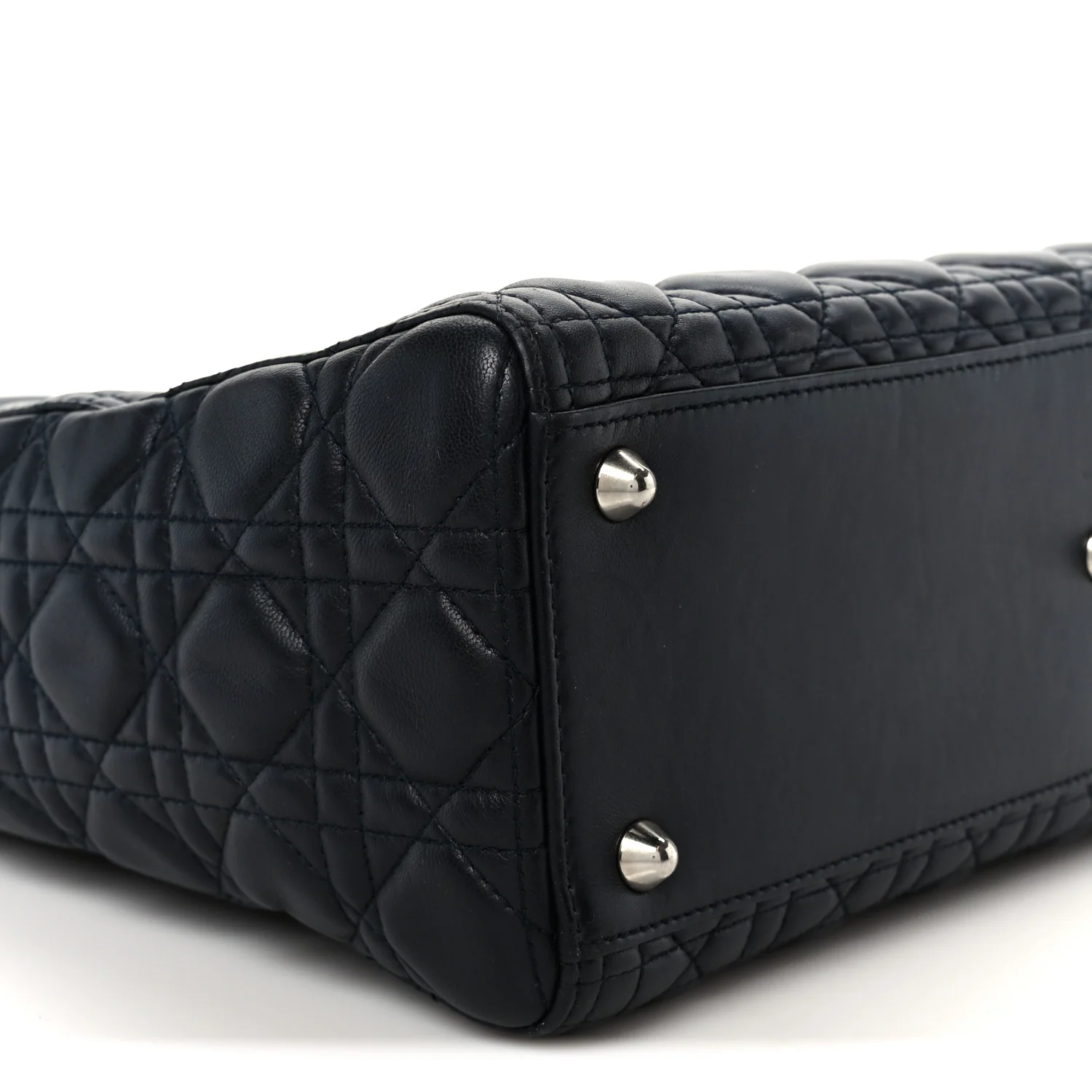 Lambskin Cannage Large Lady Dior Navy Blue - Top Club