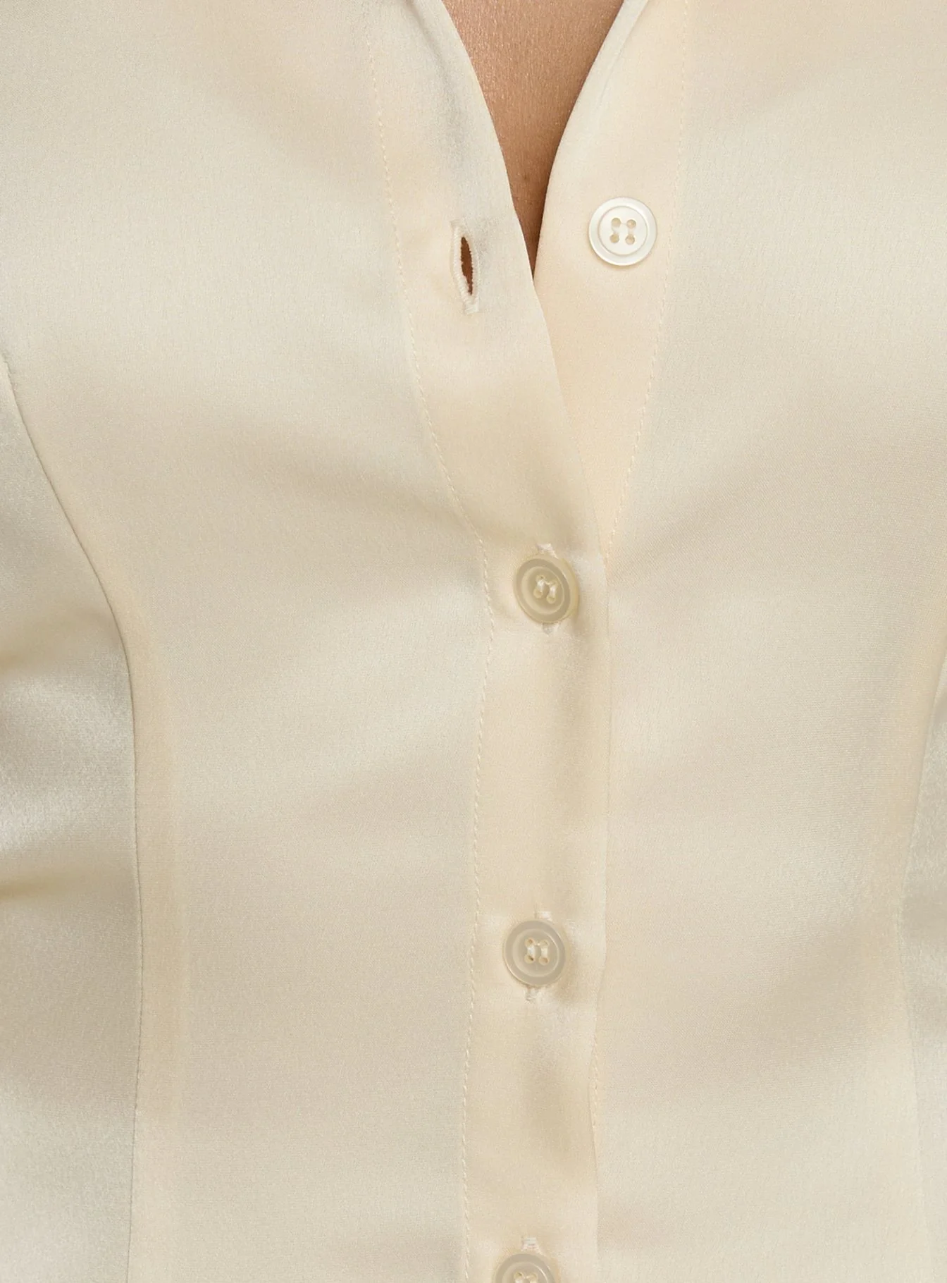 Emalona Long Sleeve Satin Top Cream