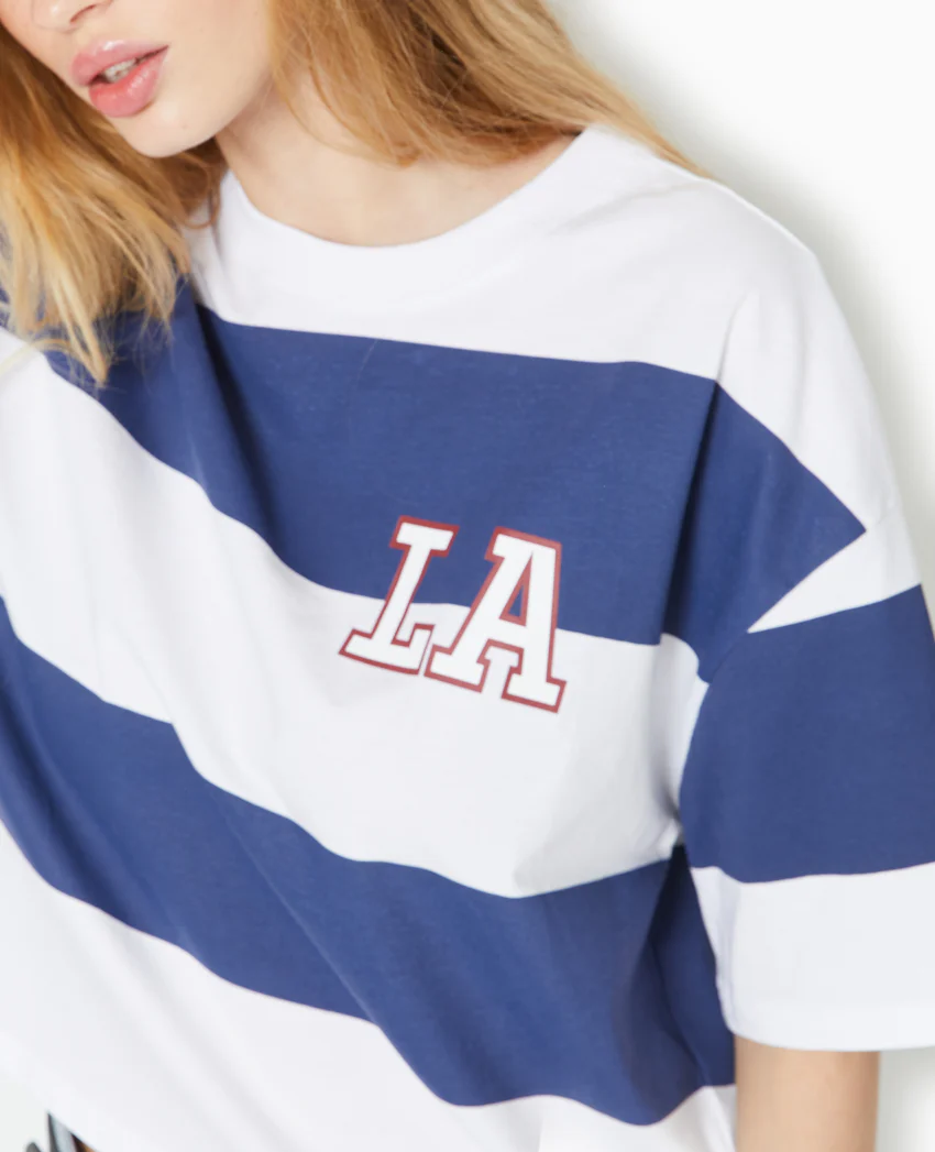 Pimkie T-shirt ample et court larges rayures
