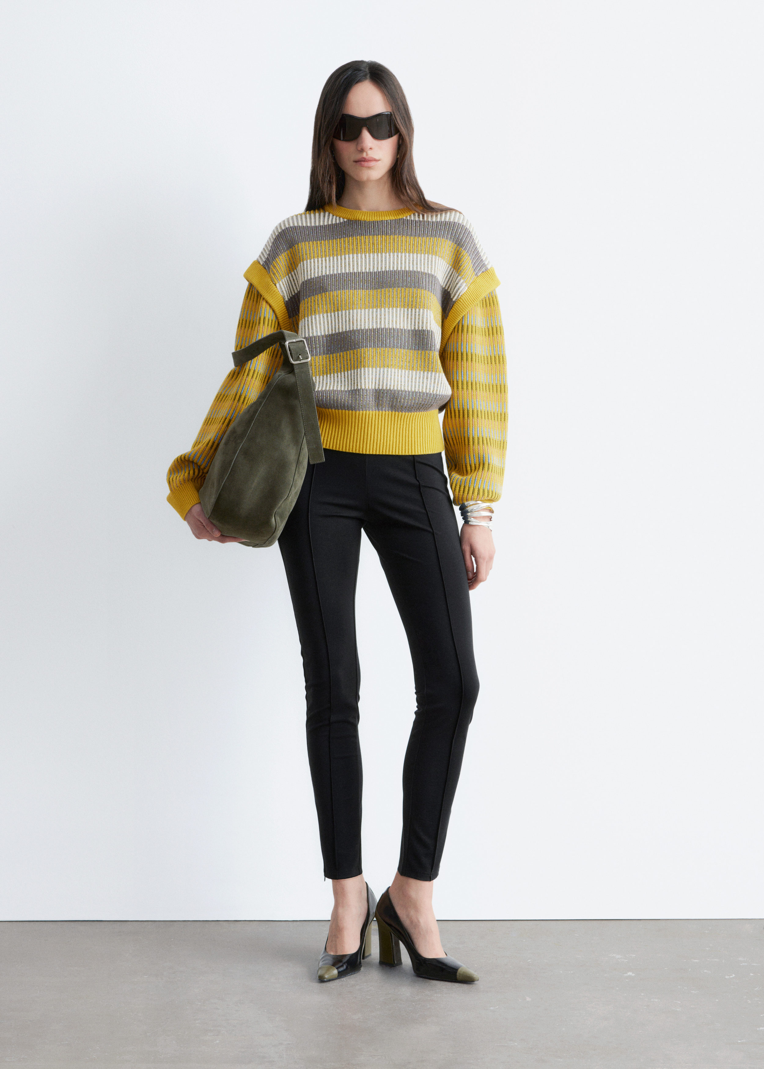 & Other Stories STRIPED PANEL KNIT JUMPER