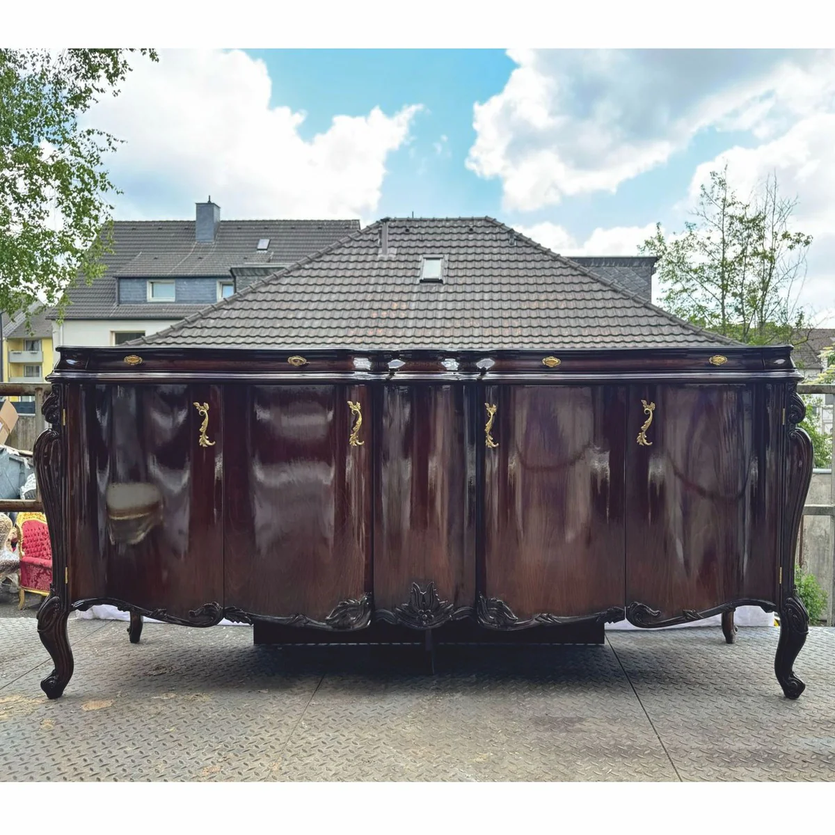 Luxury Baroque sideboard with 4 doors dark brown 240 cm - Baroque furniture