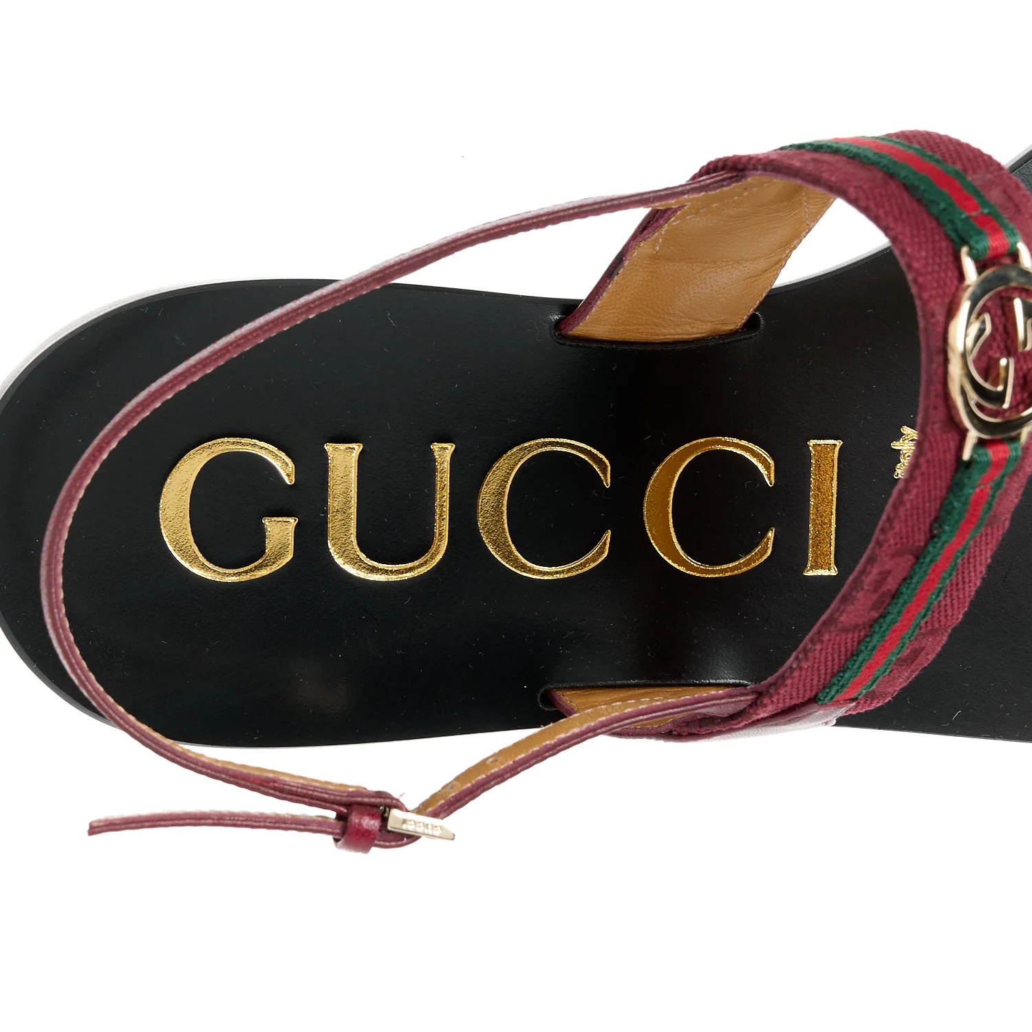 New Canvas GG Malaga Kid Web Interlocking G Womens Thong Sandals 40.5 Rosso Ancora - Top Club