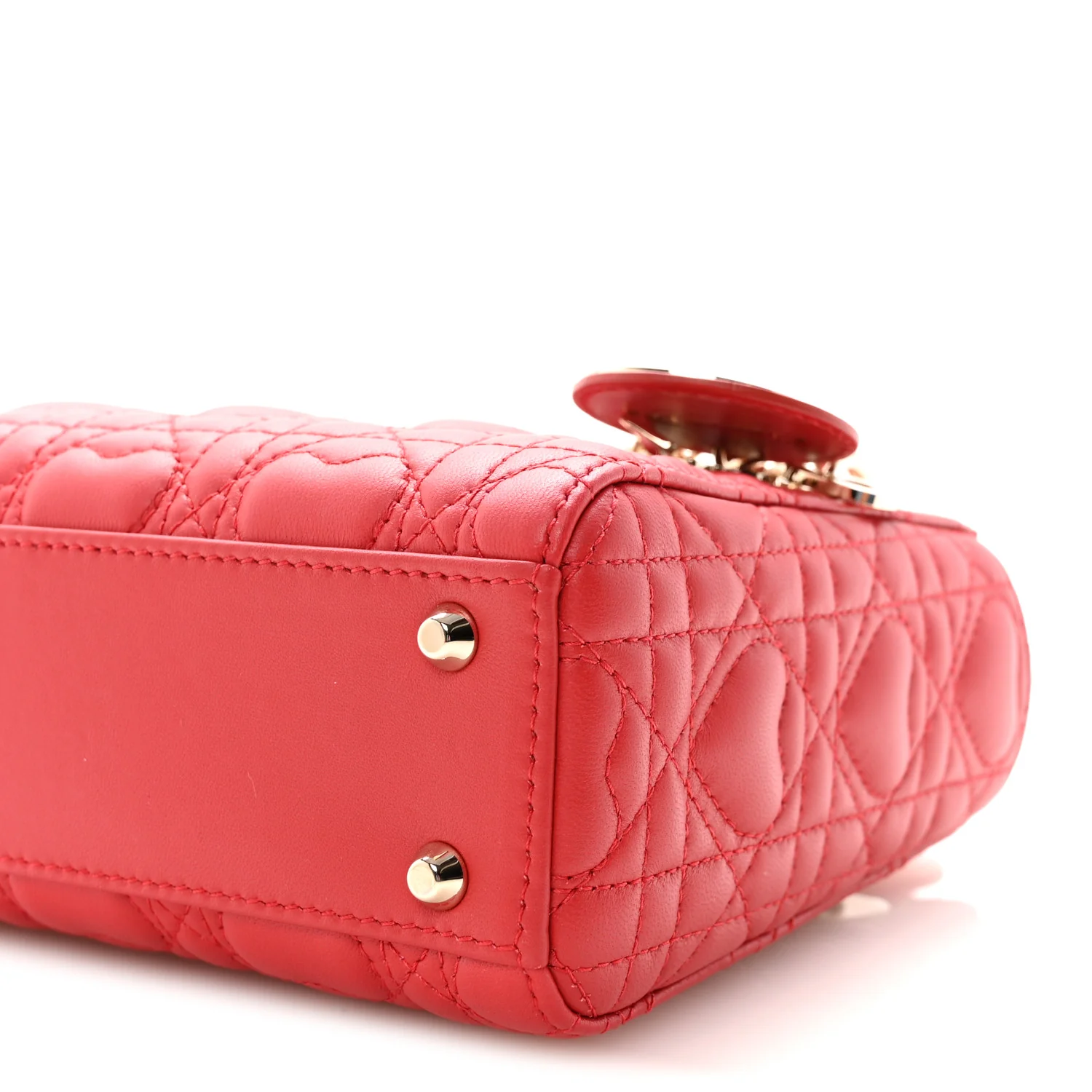 Calfskin Cannage Dioramour Mini Lady Dior Bag Bright Red - Top Club
