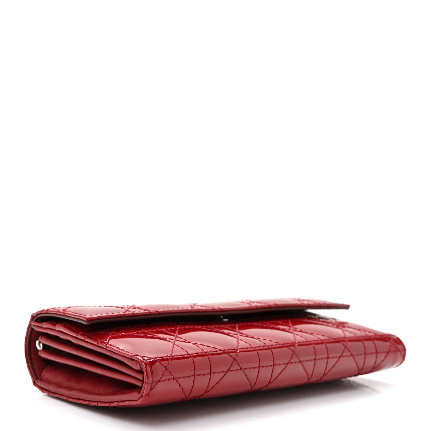 Patent Cannage Lady Dior Rendezvous Wallet On Chain Rouge Ceris - Top Club
