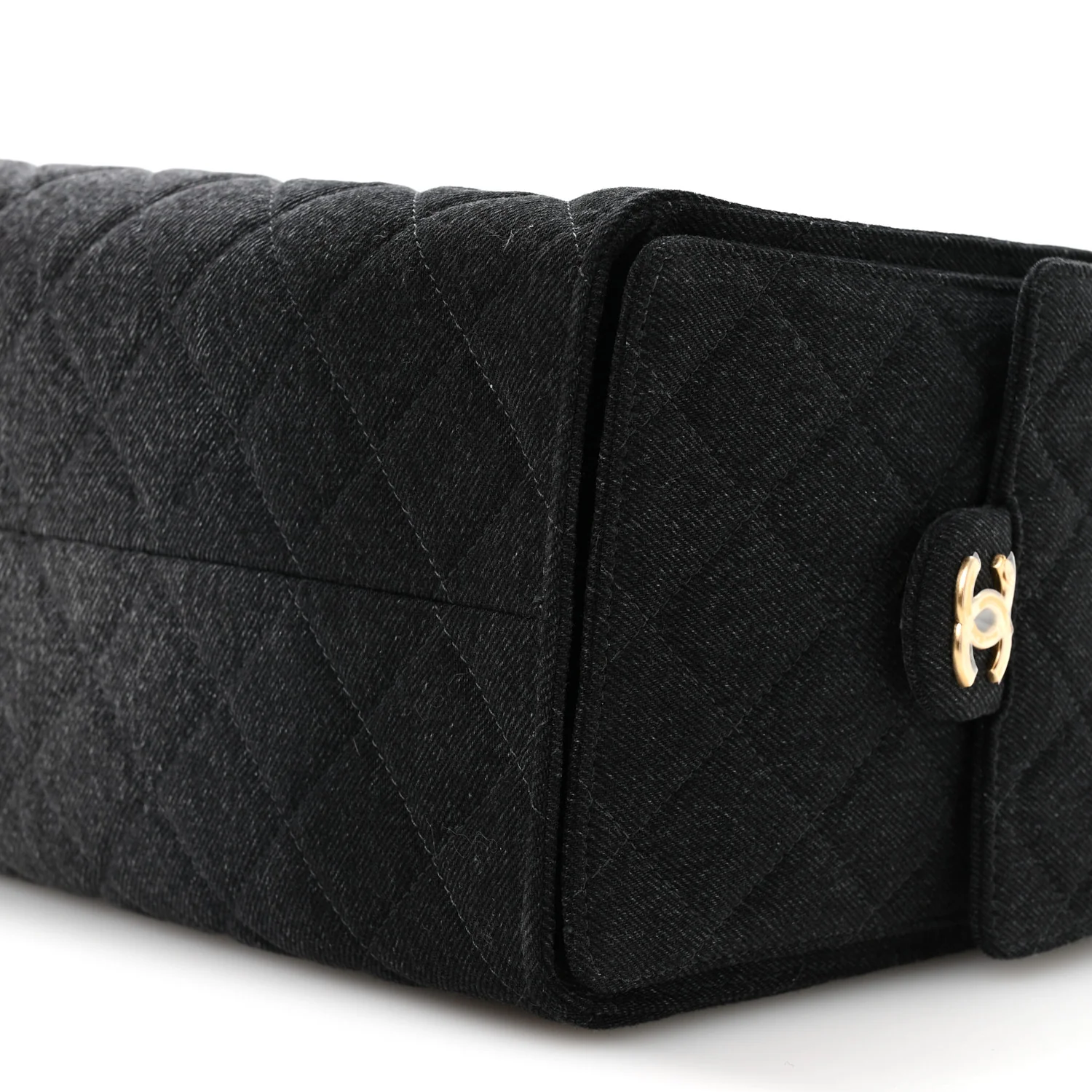 Washed Denim Quilted Medium Chanel 25 Handbag Black - Top Club