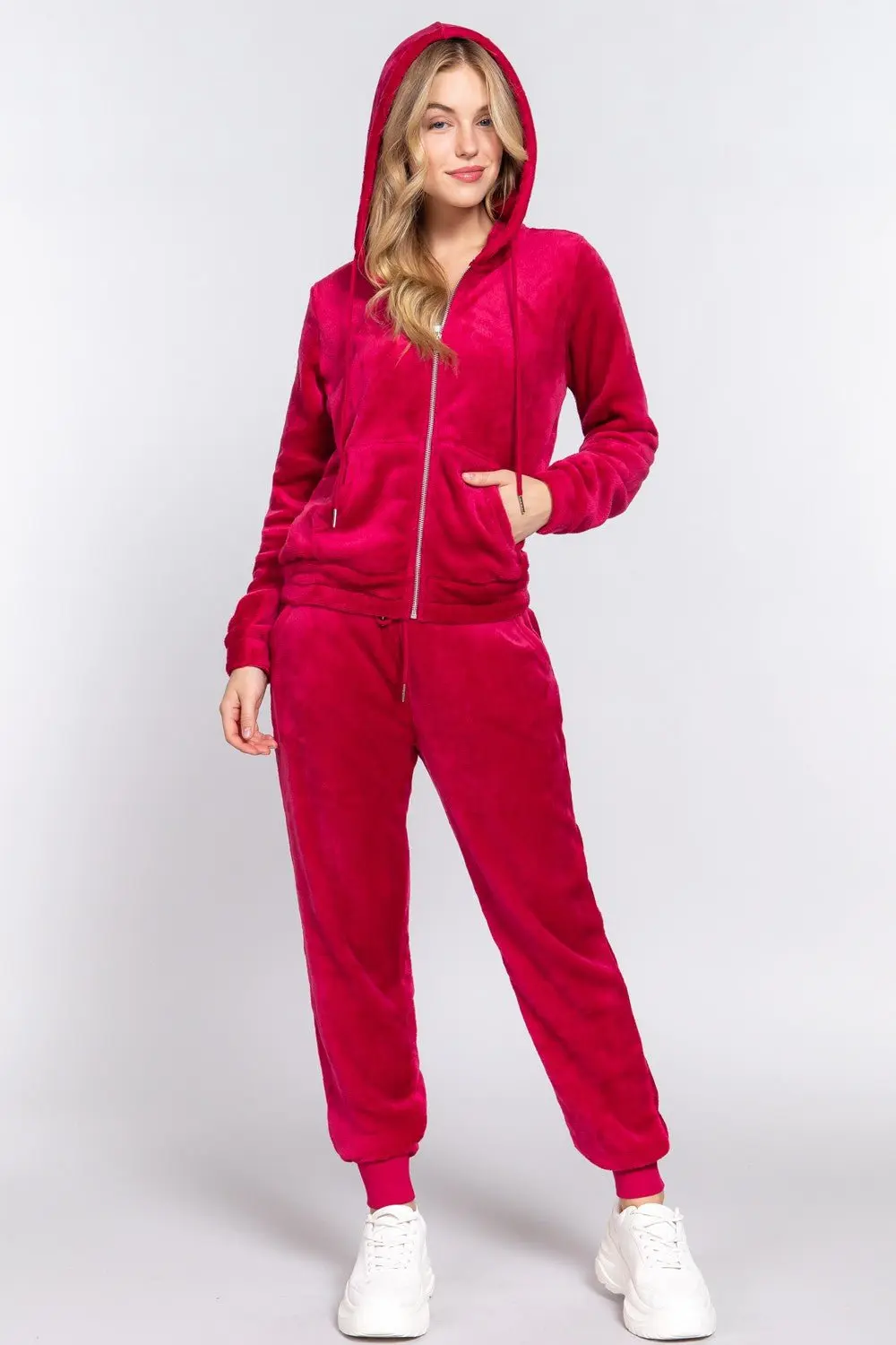 Don't You Want Me Faux Fur Hoodie Jacket and Pants Set - ALJEGJ