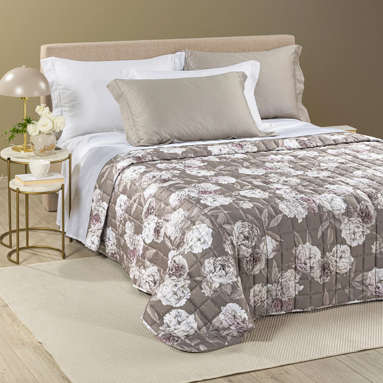 Copriletto Trapuntato In Raso Di Cotone Rosa Bianca Matrimoniale Unica Dreaming