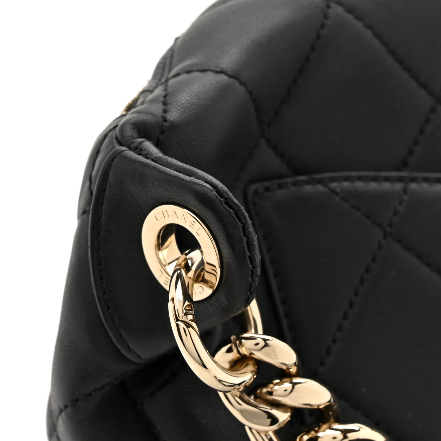Lambskin Quilted Resin Bi-Color Waist Bag Fanny Pack Black - Top Club