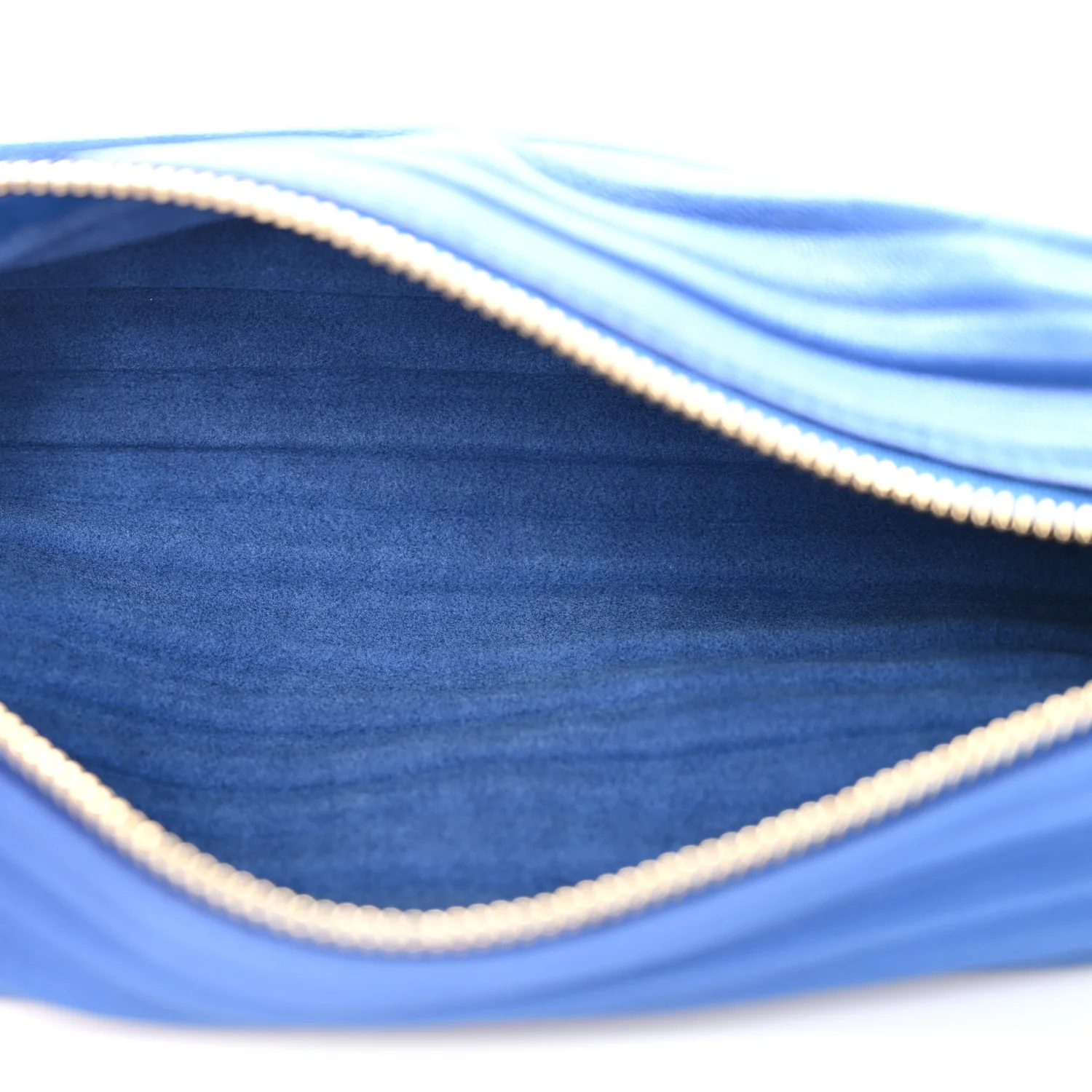 Lambskin Pleated Bracelet Pouch Shoulder Bag Royal Blue - Top Club