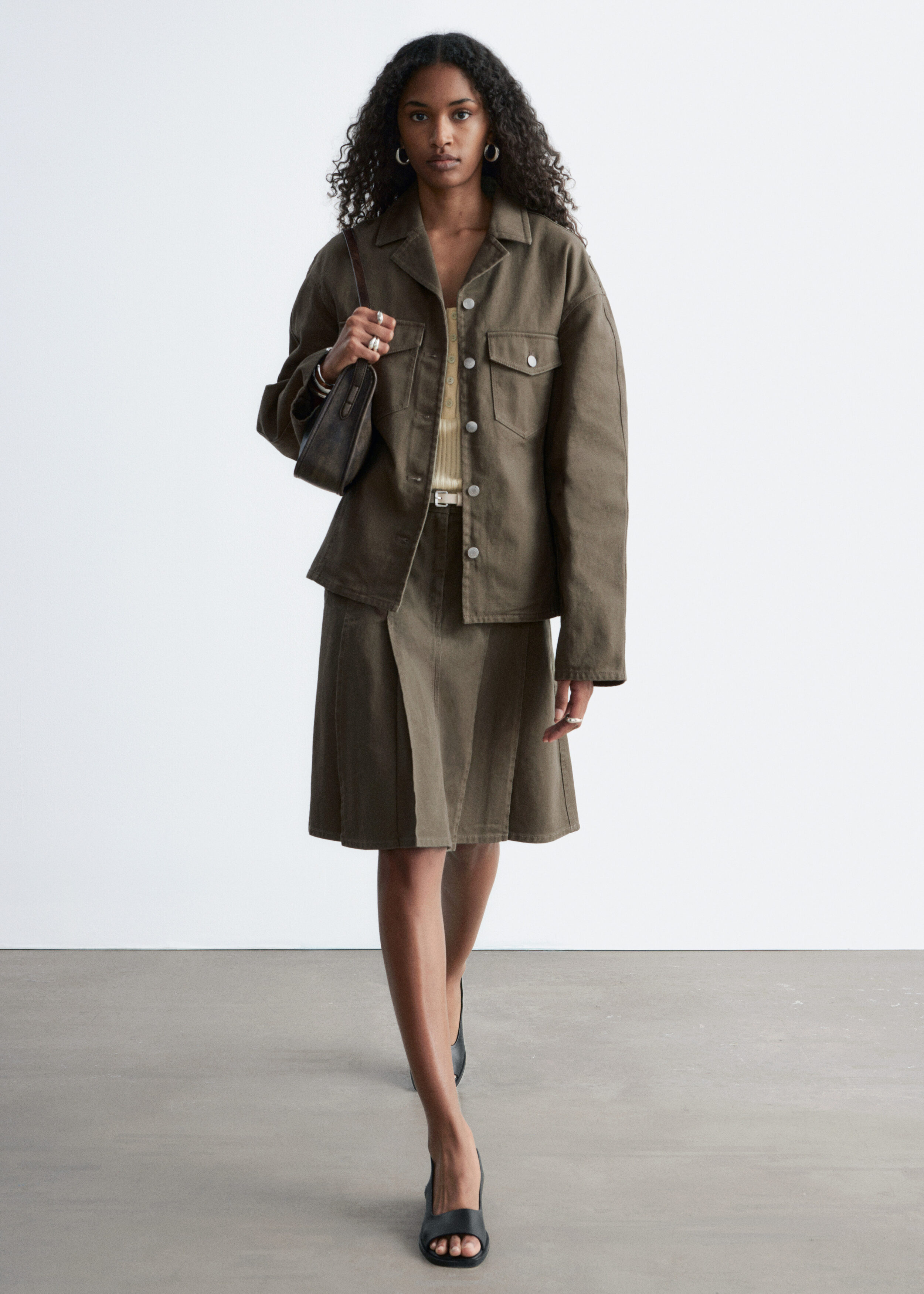 & Other Stories PLEATED COTTON MIDI SKIRT