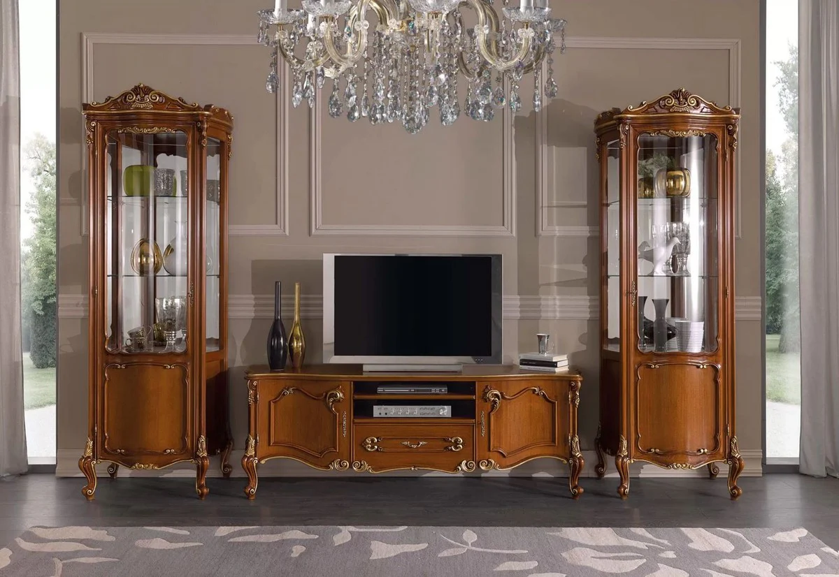 Luxury Baroque display cabinet brown / gold - Handcrafted display cabinet with door - Magnificent Baroque furniture - Luxury quality - Made in Italy