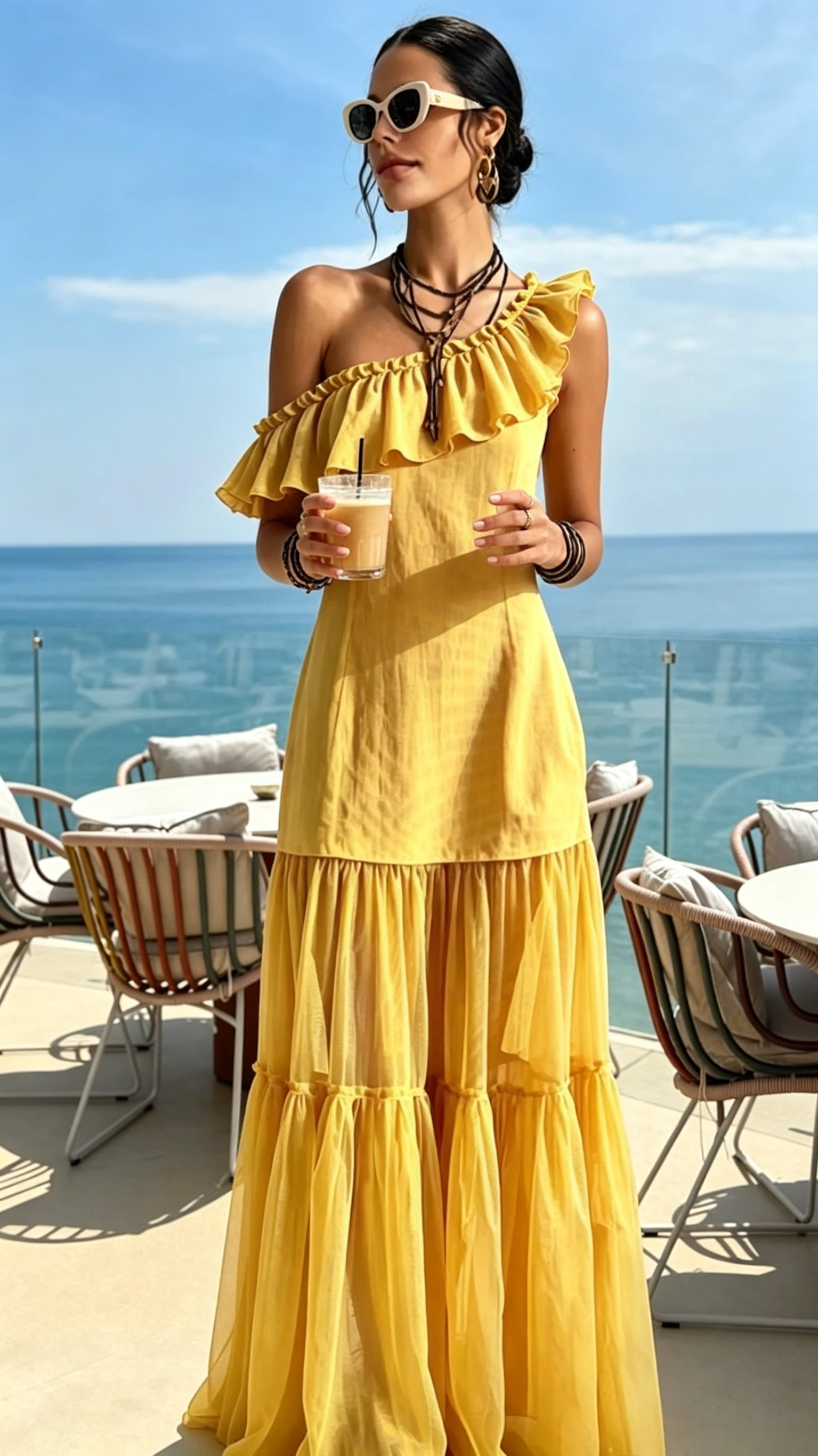 Women's Sleeveless Asymmetrical-Neck Dress with Ruffle Splicing - Nordfashionstorm - Women's Clothing, Fashion for You - Nordfashionstorm.com