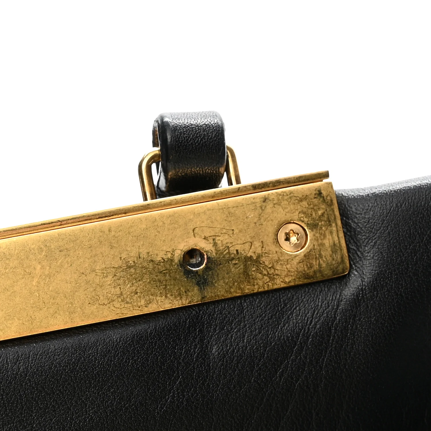 Smooth Calfskin Medium Clasp Shoulder Bag Black - Top Club