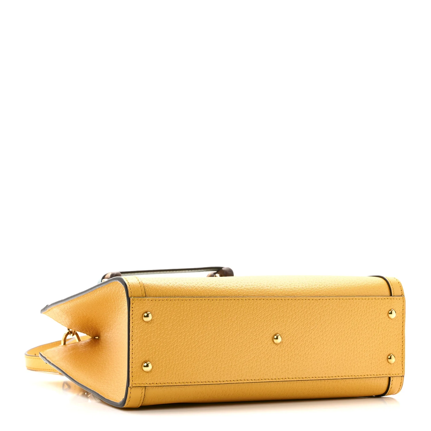 Textured Dollar Calfskin Web Small Diana Tote Bag Yellow Dusty Azure - Top Club