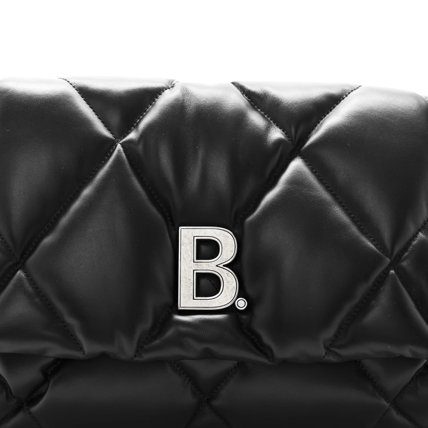 Nappa Calfskin Quilted Touch B Puffy Clutch Black - Top Club