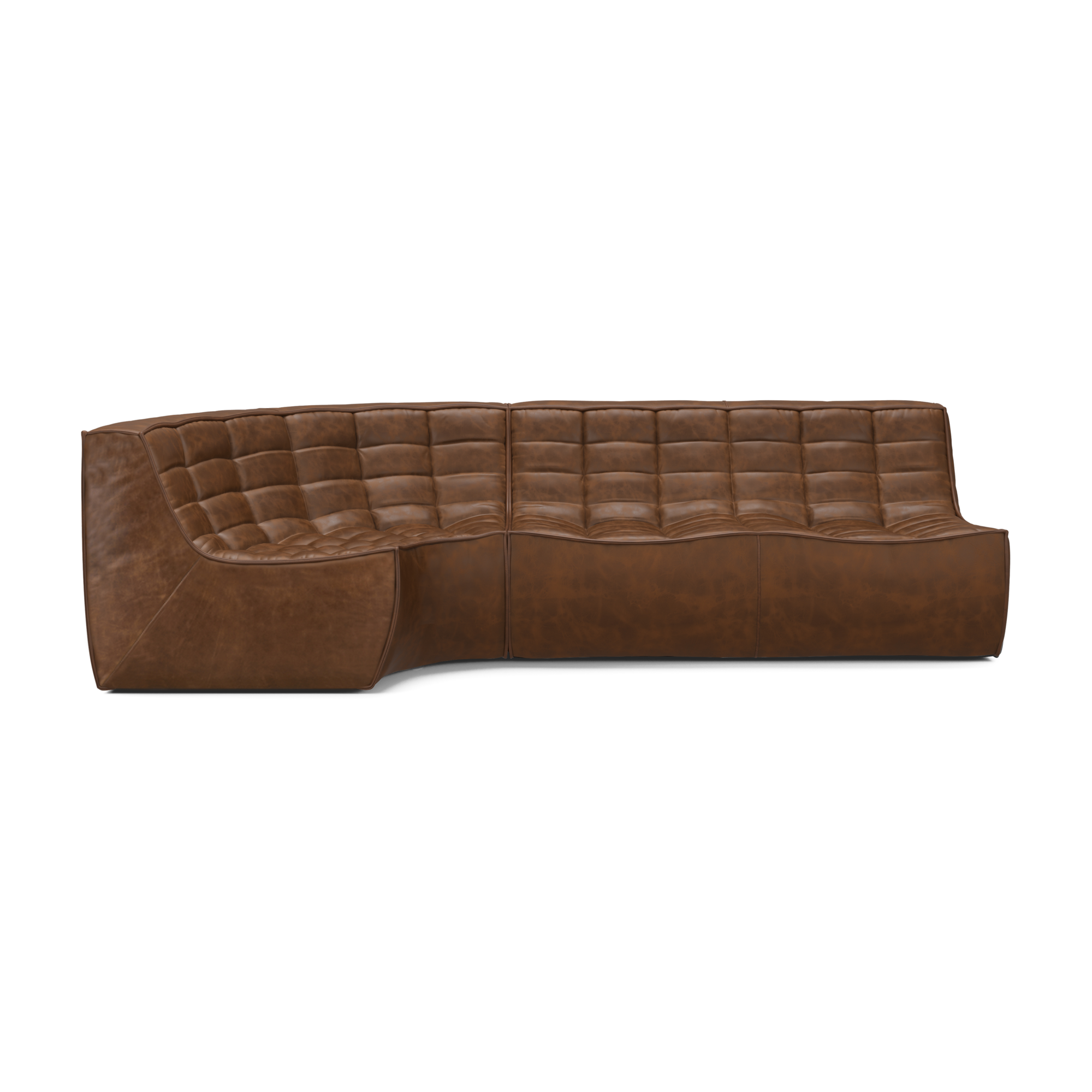 Modulaire bank N701 chestnut set 2 seat 90° ronde hoek