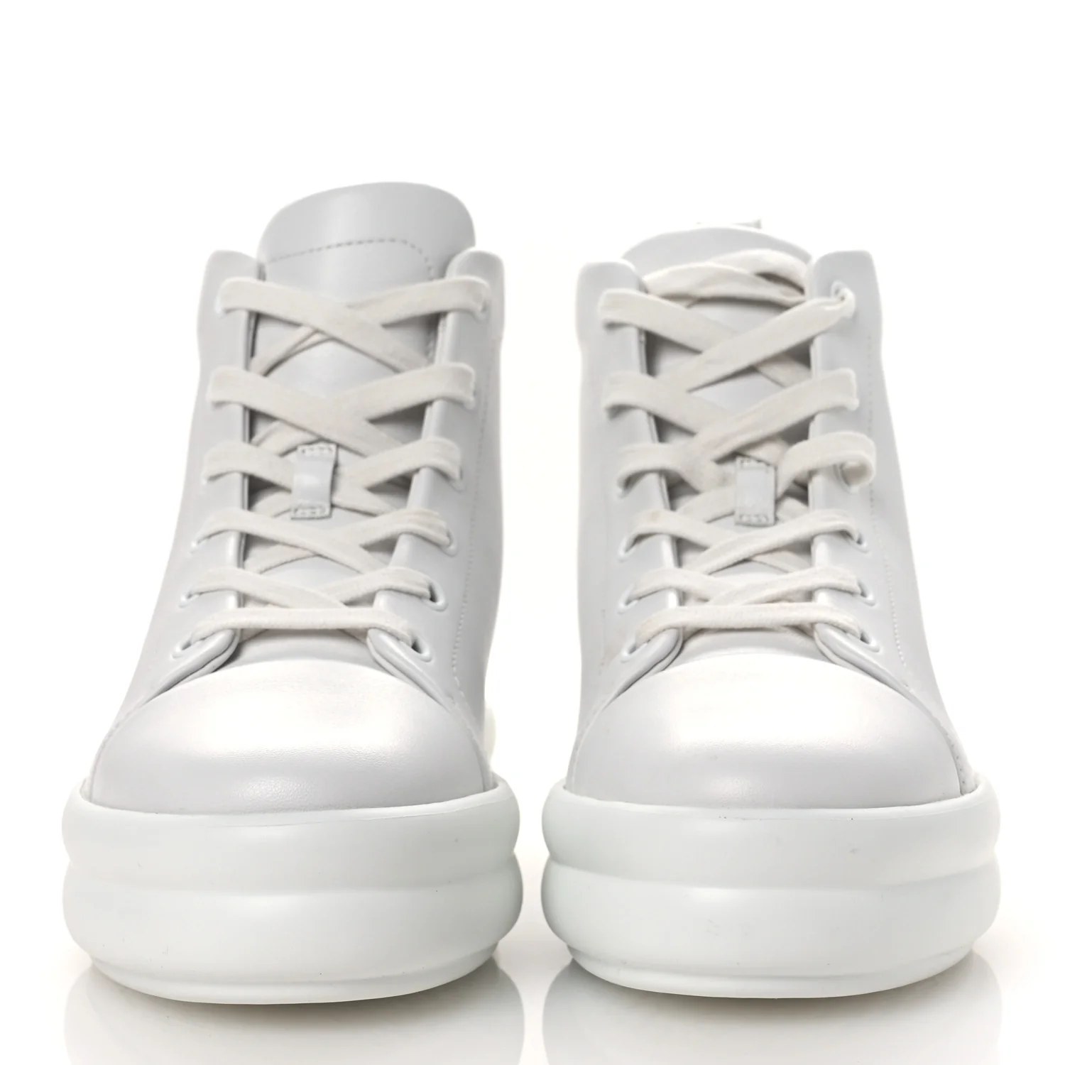 Calfskin Womens Happiness High Top Sneakers 36.5 White - Top Club