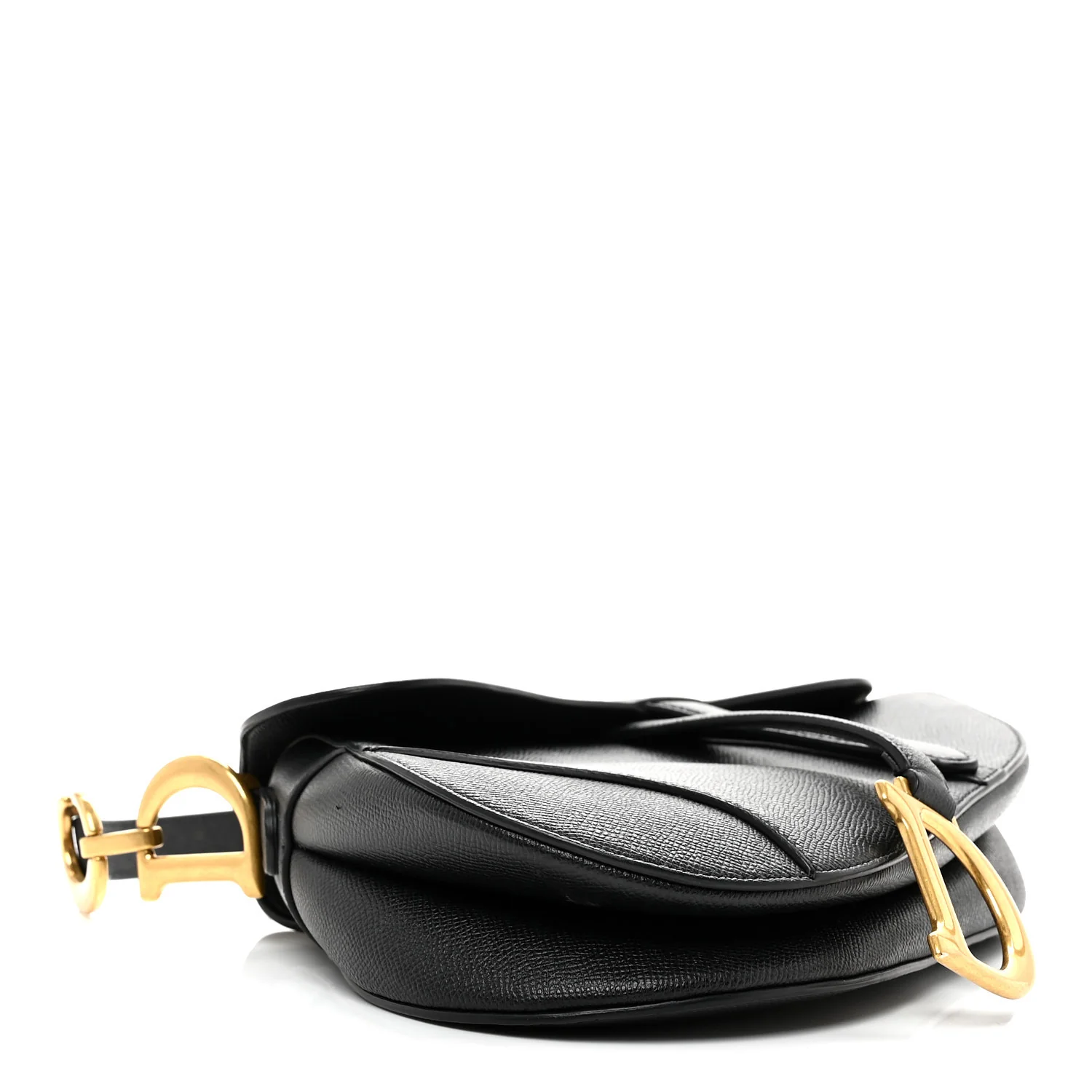 Grained Calfskin Saddle Bag Black - Top Club