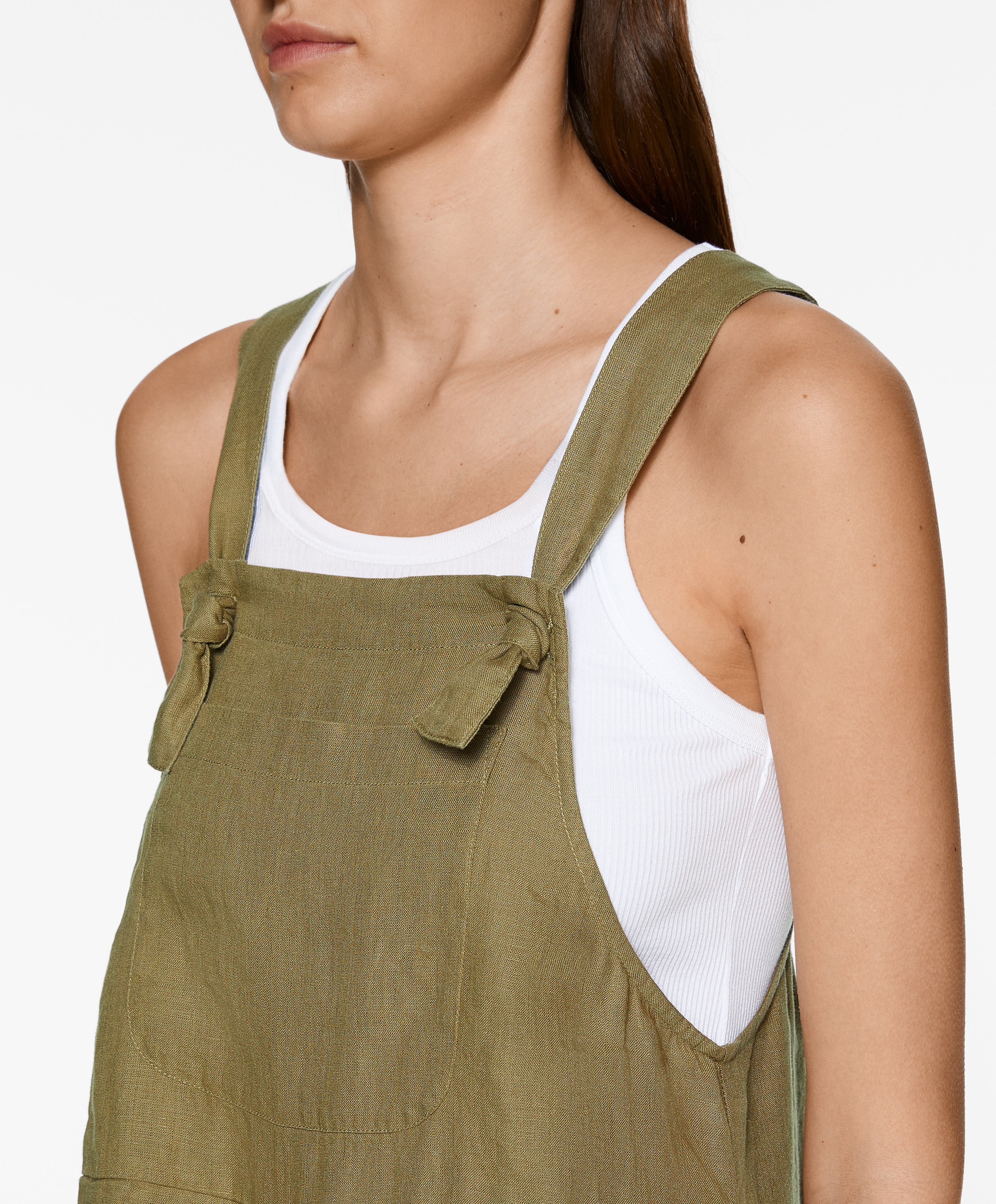 OYSHO Short strappy jumpsuit in 100% linen