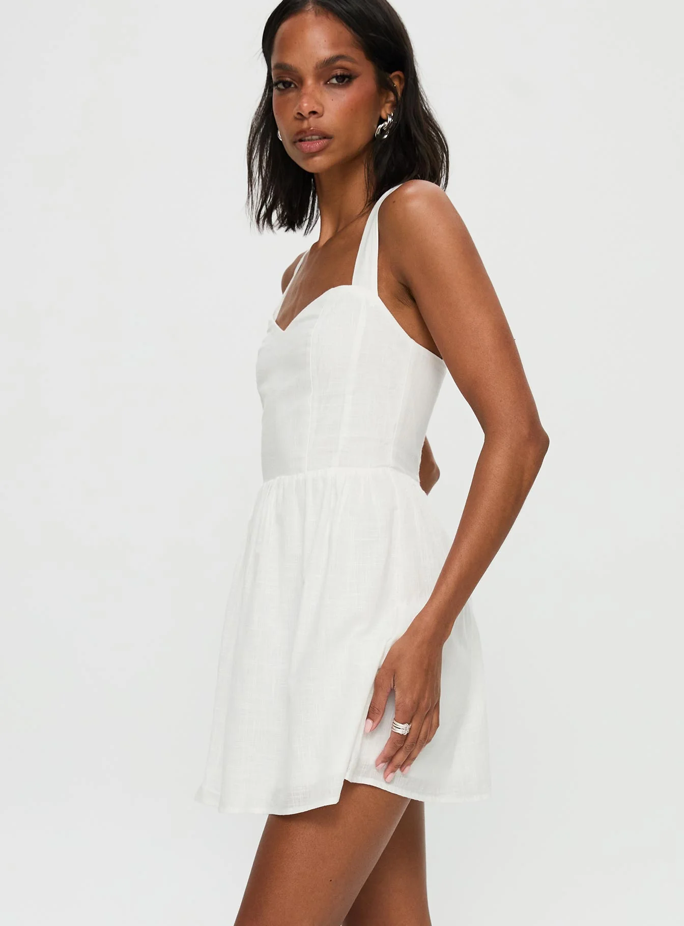 Zolena Halter Mini Dress White