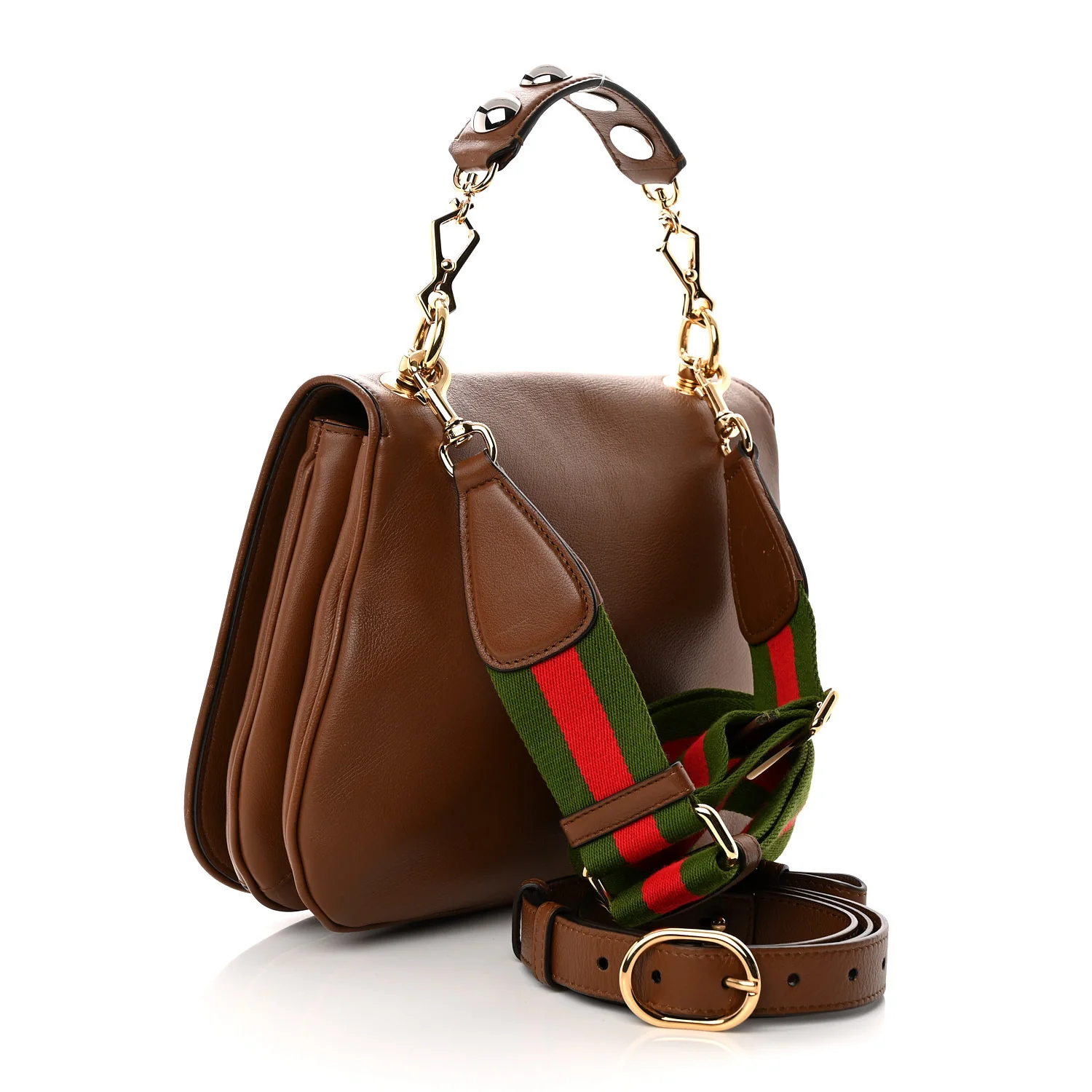 Roxy Calfskin Web Medium Blondie Shoulder Flap Bag Cuir - Top Club