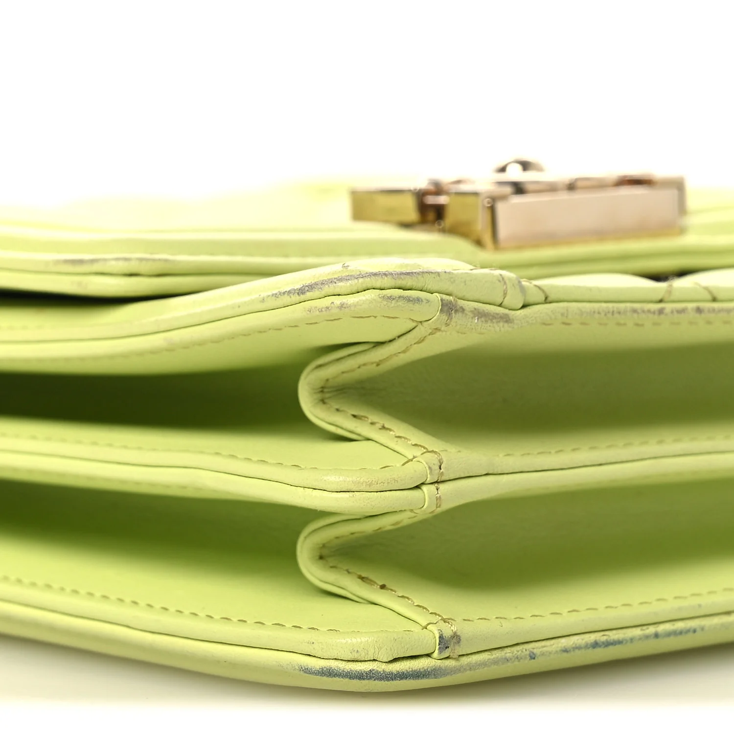 Calfskin Quilted North South Boy Flap Light Green - Top Club