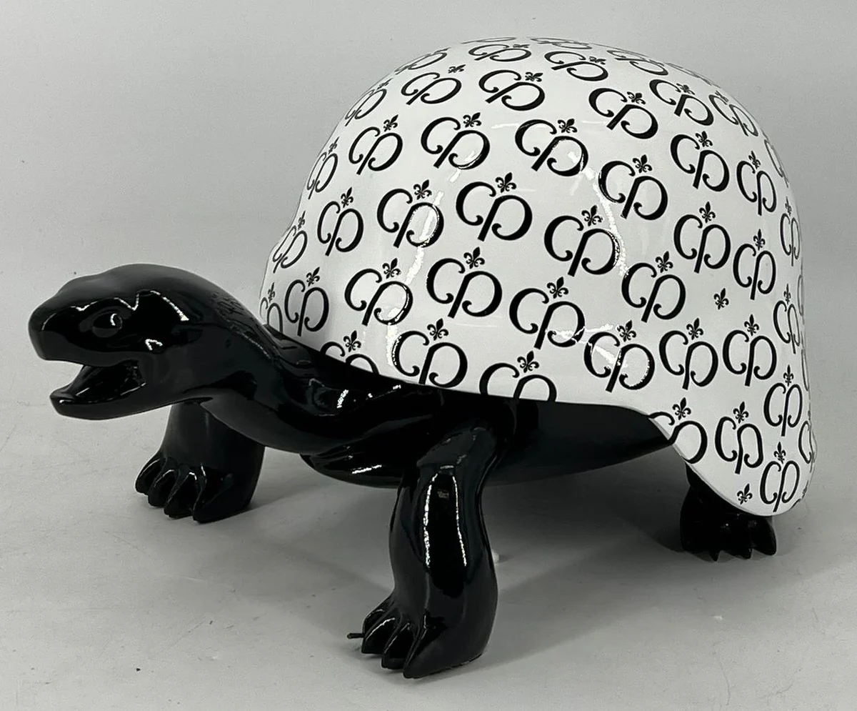 Luxury decorative figure turtle black / white 40 cm - decorative accessories