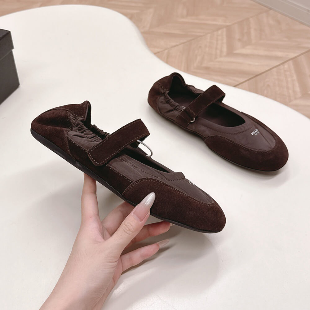 PRADA Re-Nylon and suede ballet flats - Top Club