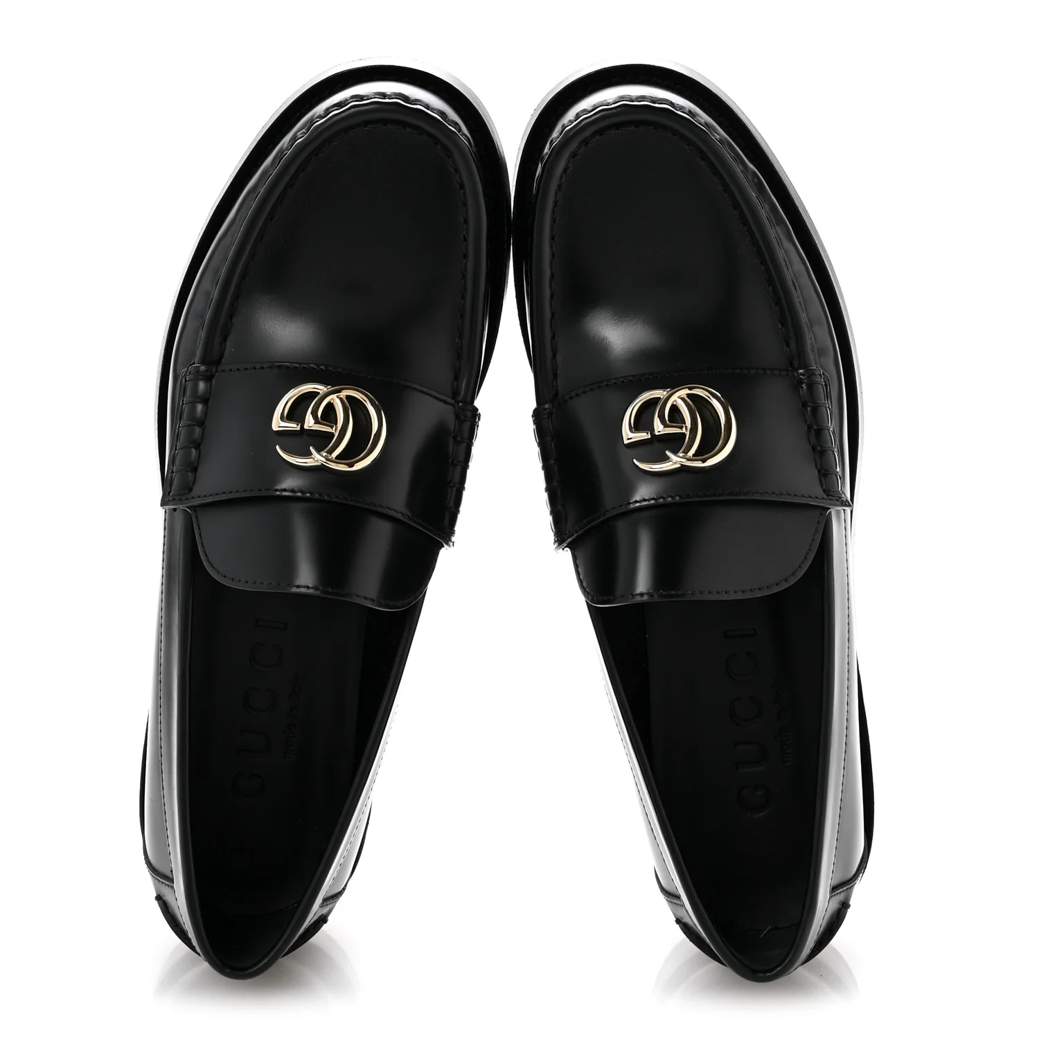 Calfskin Millennial Ribot Womens GG Loafers 38.5 Black