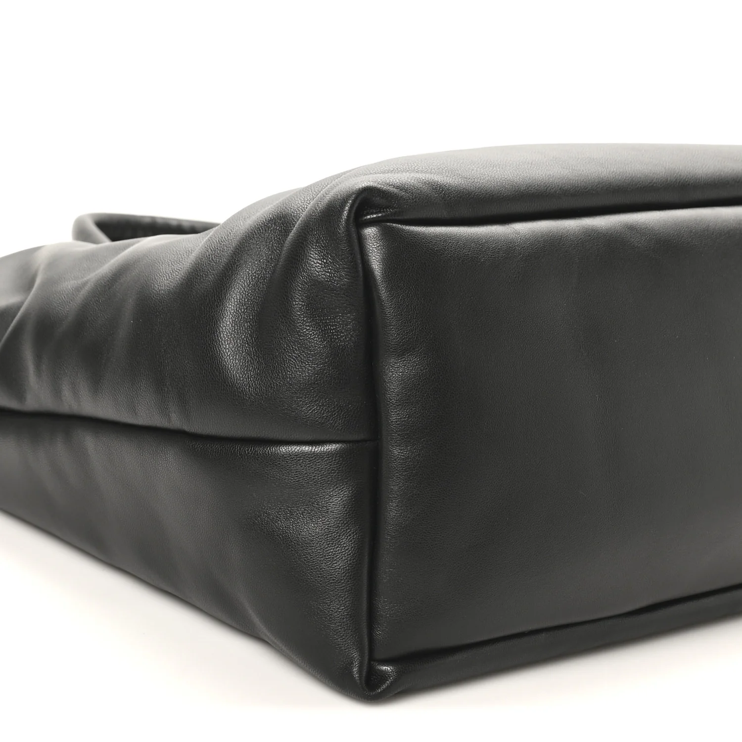 Lambskin Wide Puffer Tote Black - Top Club